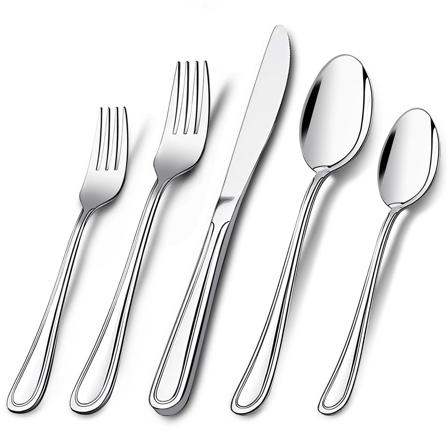 40-Piece Silverware Set for 8, Stainless Steel Flatware Cutlery Set For Home Kitchen Restaurant Hotel, Kitchen Utensils Set, Mirror Polished, Dishwasher Safe