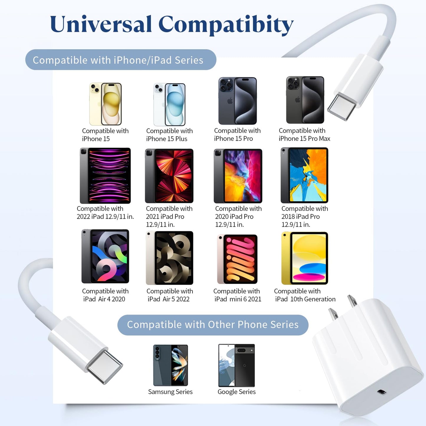 20W USB C Fast Charger with 6FT Cable
