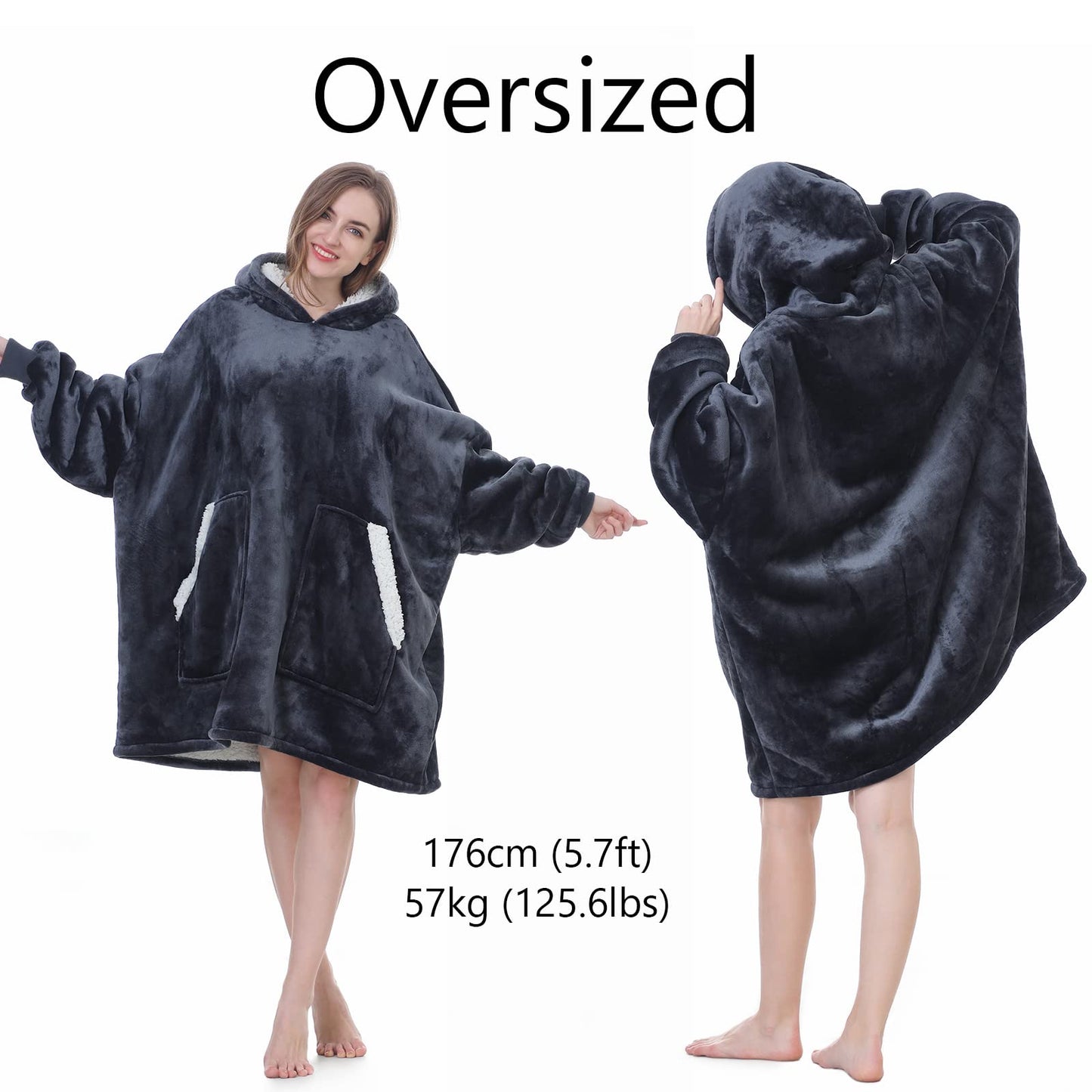 Cozy Sherpa Wearable Blanket Hoodie for Adults