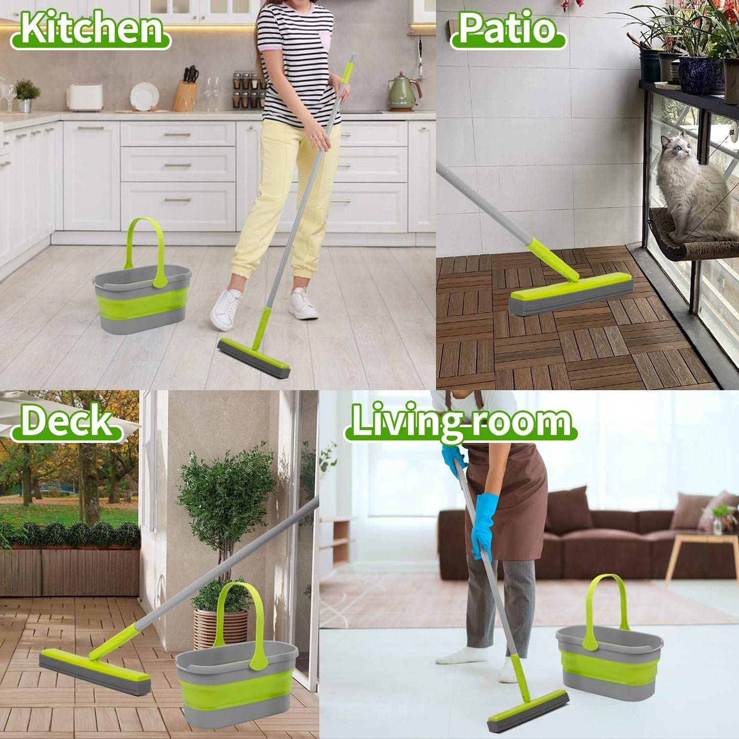 Collapsible Mop and Bucket Set with Wringer