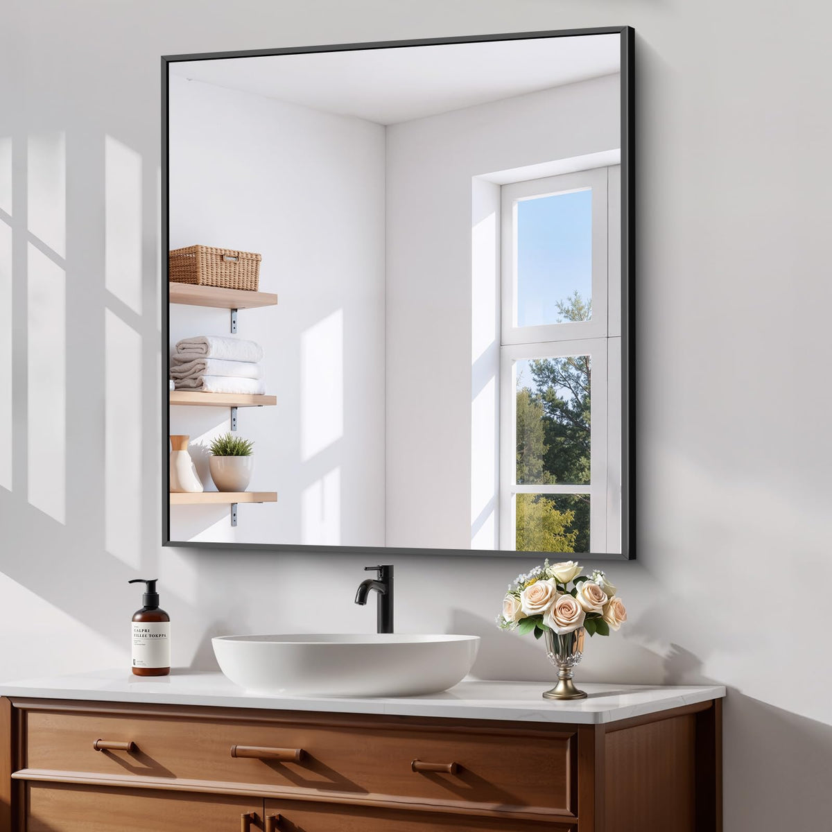 Metal Framed Wall Bathroom Mirror