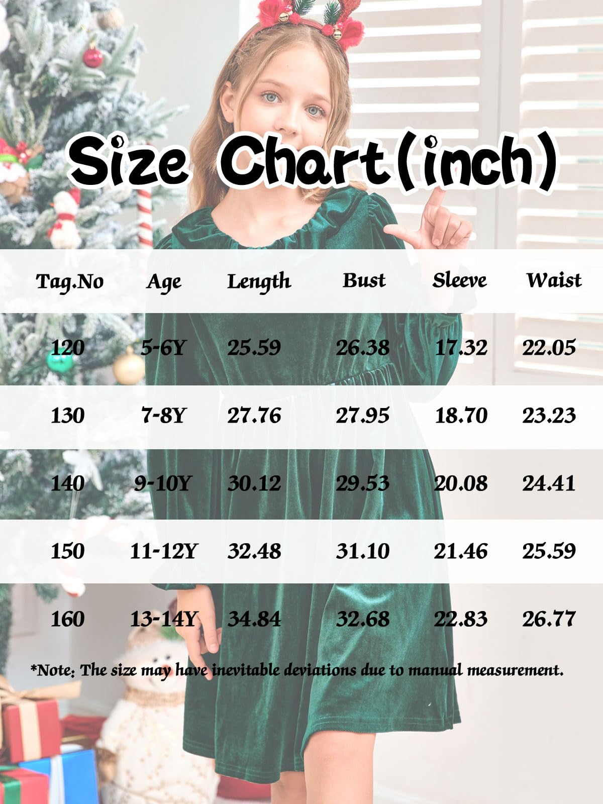 Girls Long Sleeve Velvet Ruffle Dress 5-14 Years