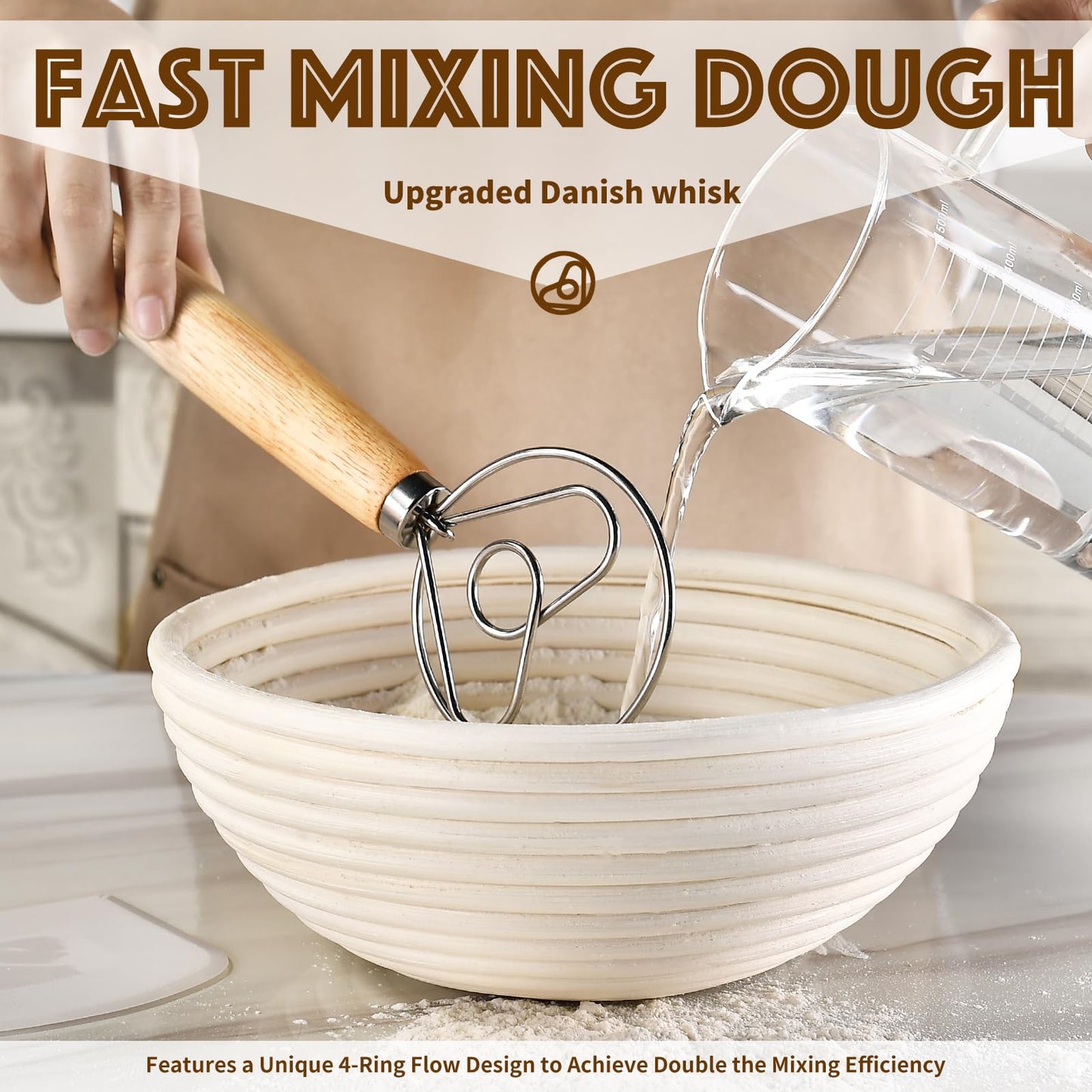 HAOCHUYI 9-Inch Round Bread Proofing Basket, Complete Sourdough Starter Kit, Essential Bread Making Tools, Perfect for Sourdough Baking, HAOCHUYI Gift Set