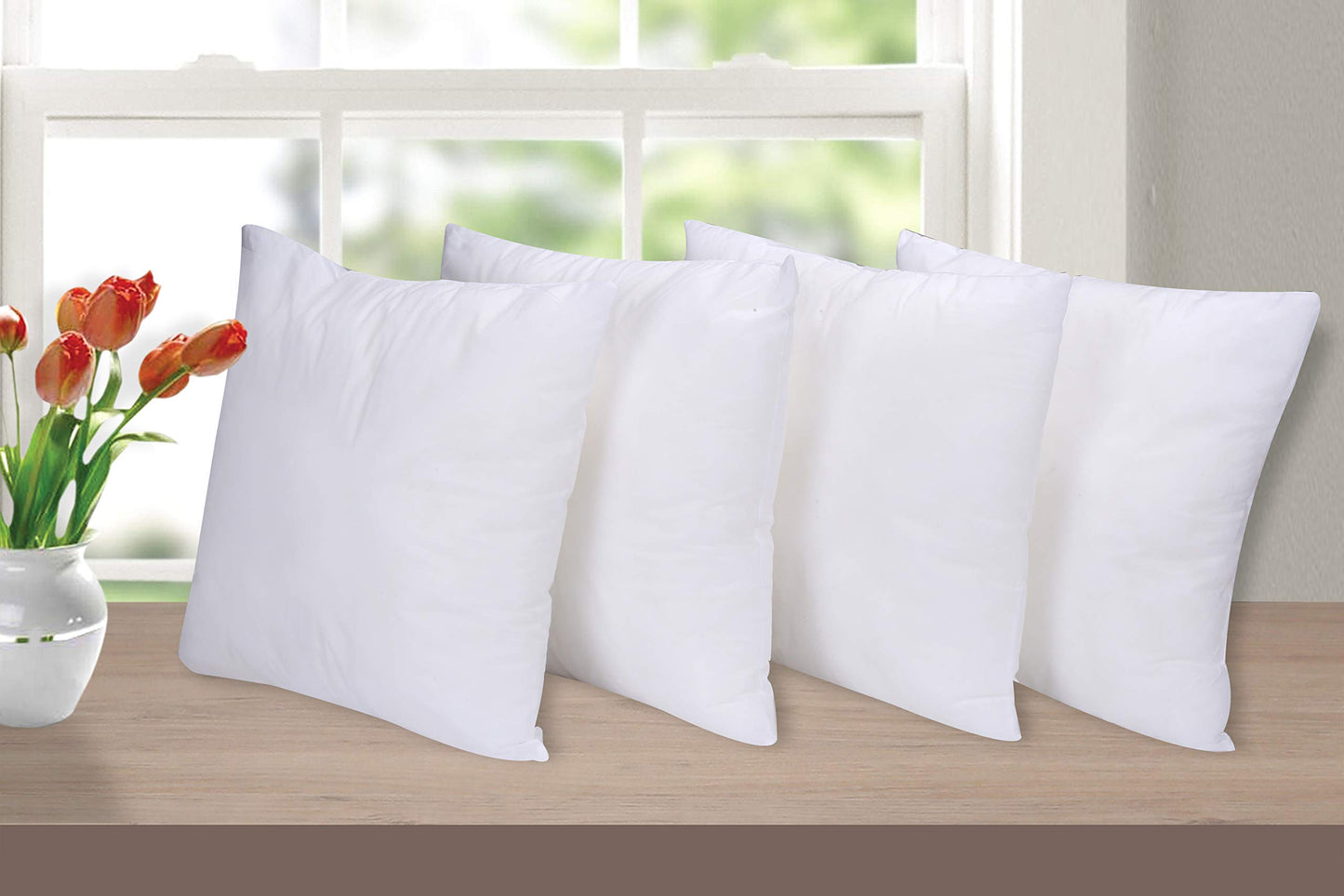 Ramanta Home Throw Pillow Insert (16x16 Inches, Set of 4) - Premium White Sham Stuffer Pillow Inserts for Couch and Bed