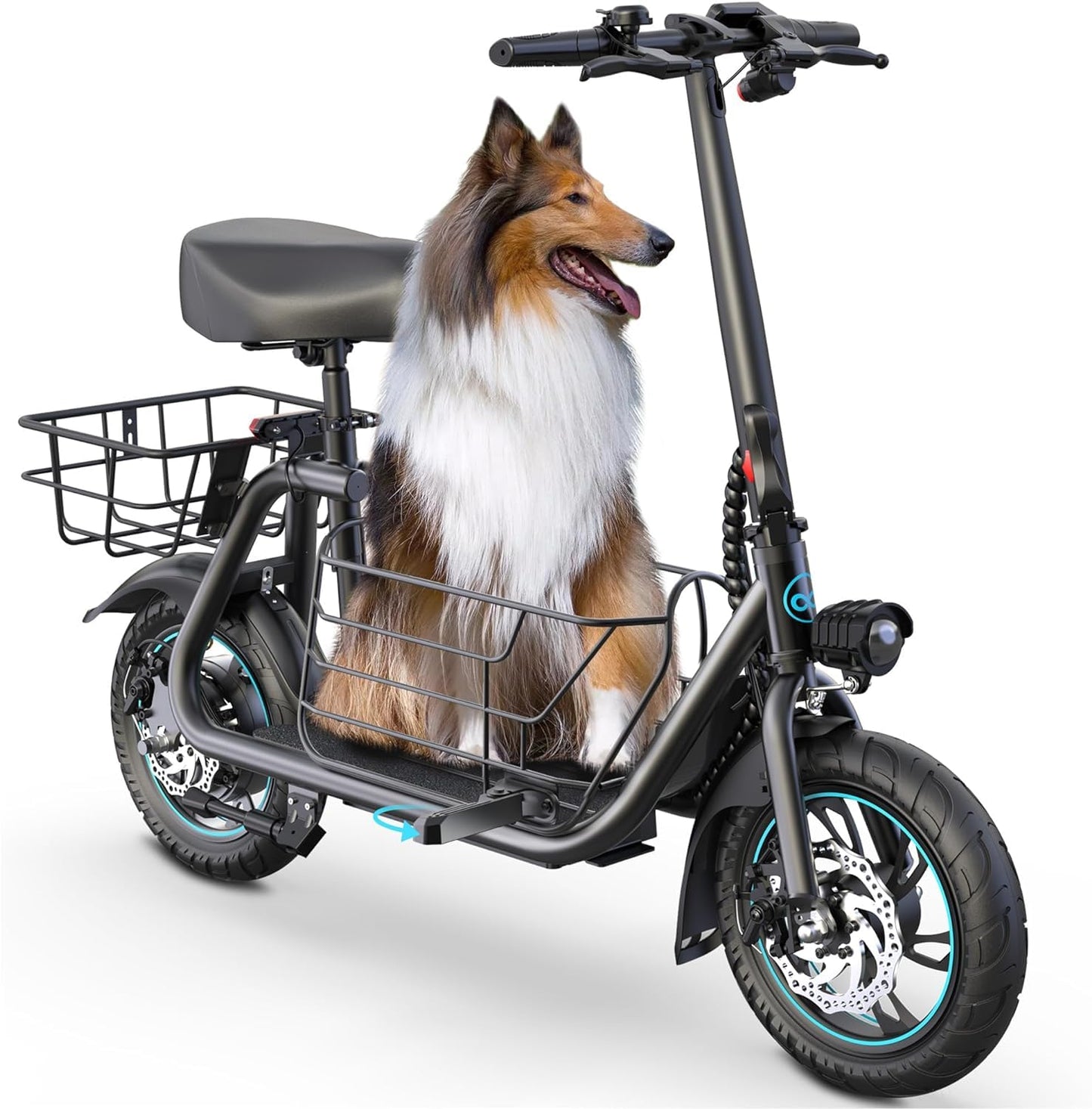 Electric Scooter with Seat, 550W Powerful Motor up to 22/25 Miles Range, Foldable Electric Scooter for Adults Max Speed 15.5/18.6 Mph, Electric Scooter for Commuting with Basket