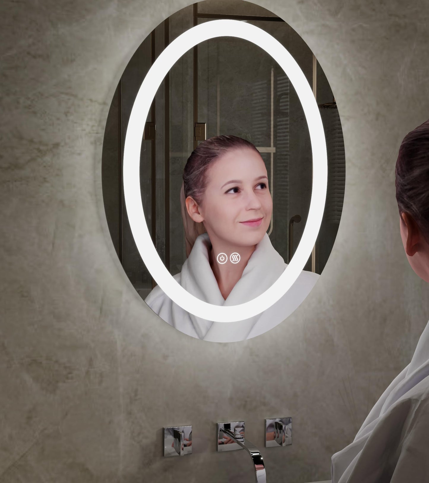 Homebay 31.5 x 23.6 Inch Bathroom LED Vanity Mirror,Dimmable Front Light,Anti Fog Wall Mounted Makeup Mirror Oval, 3 Colors (30K/40K/60K) Adjustable, CRI 90+… B0C96KPKZW