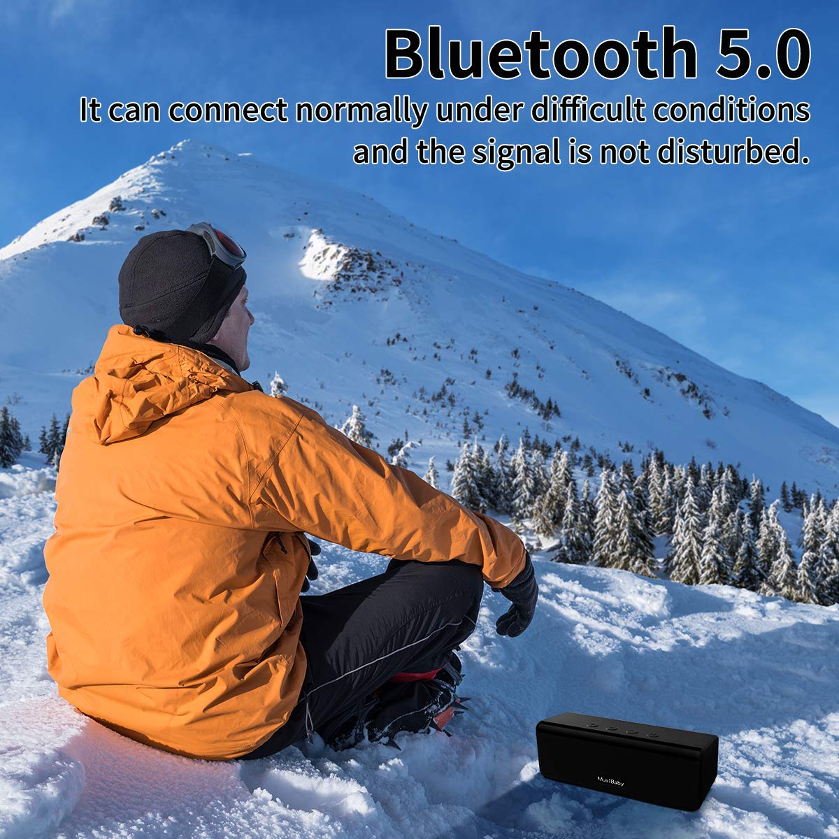 Bluetooth Speaker,MusiBaby Speaker,Waterproof,Outdoor,Speakers Bluetooth Wireless Loud with Stereo,Booming Bass,Dual Pairing,24H Play,Portable Speaker Bluetooth for Home,Hiking,Gifts,Black