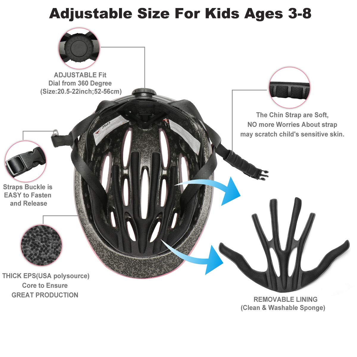 KAMUGO Kids Adjustable Bike Helmet for Ages 2-8