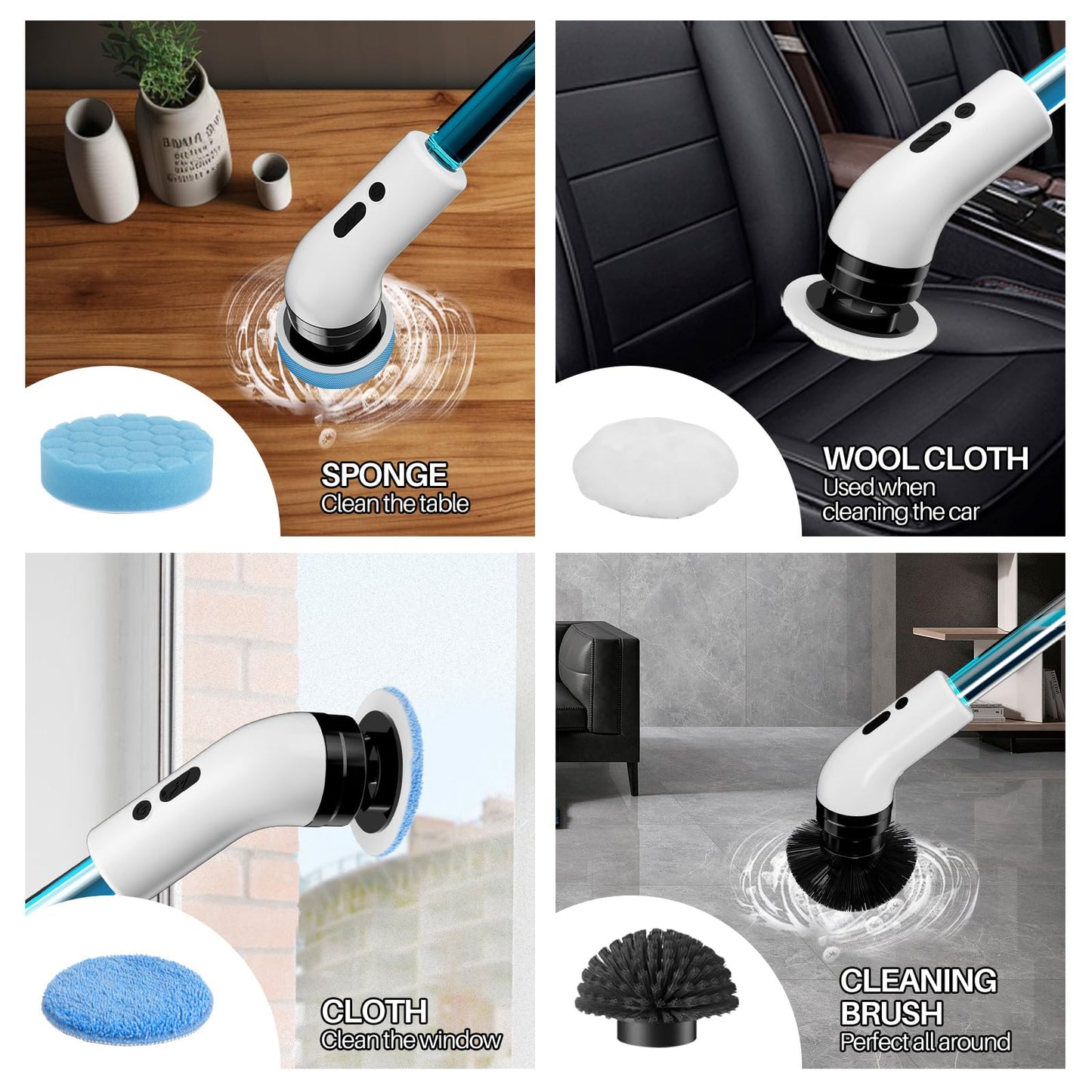 IAGREEA 9-in-1 Electric Spin Scrubber with Brushes