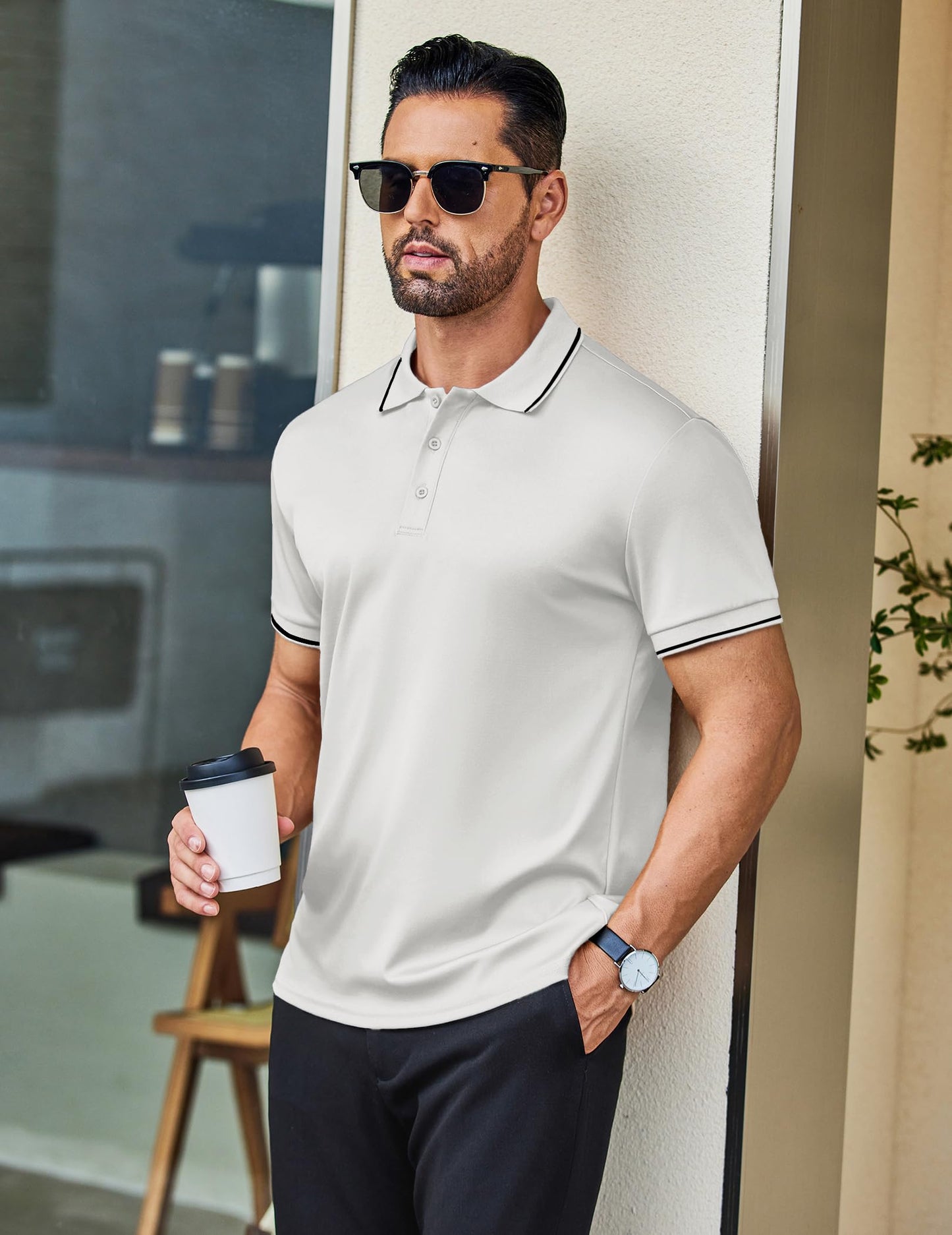 COOFANDY Men's Casual Button Down Polo Shirt