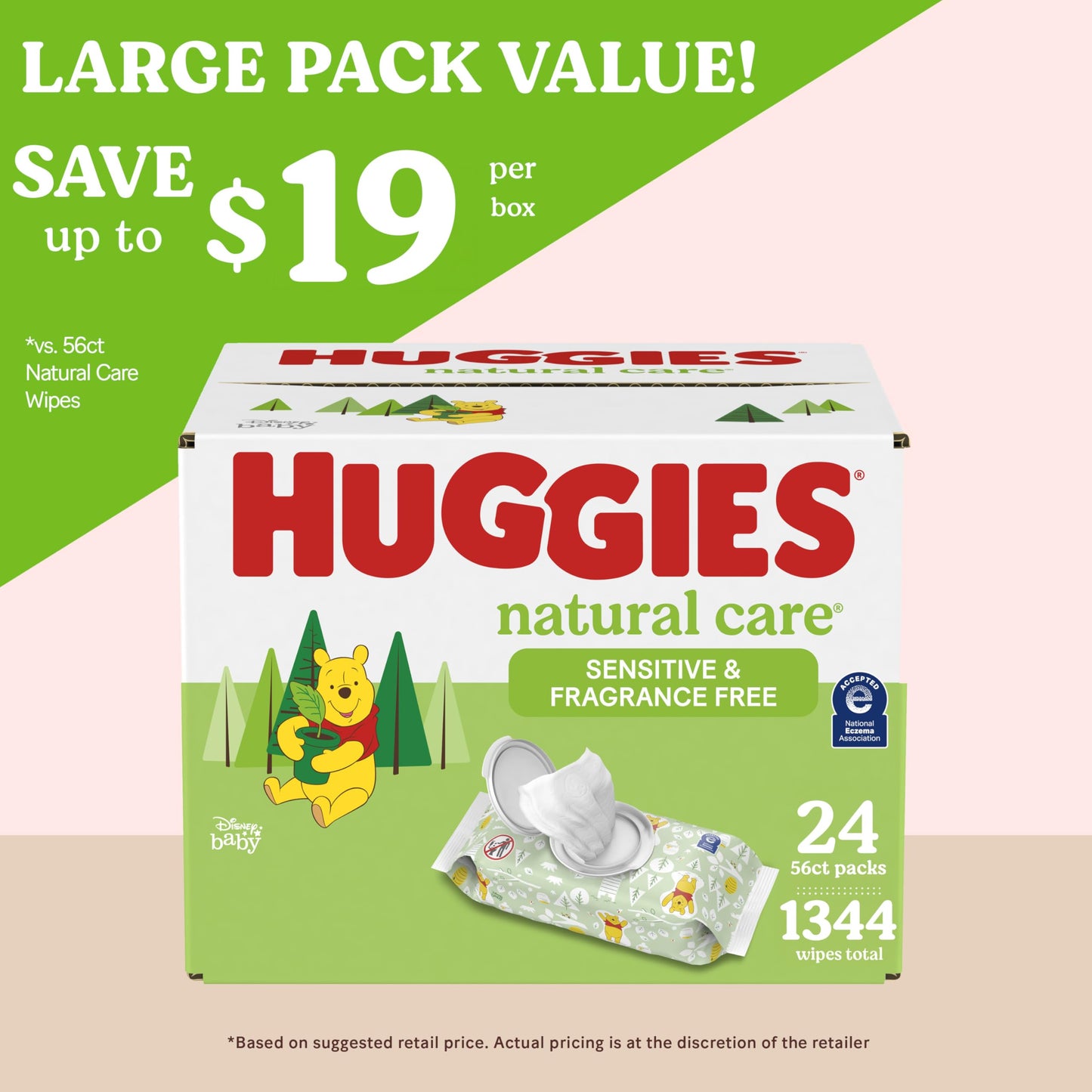 24 Pack HUGGIES Natural Care Baby Wipes