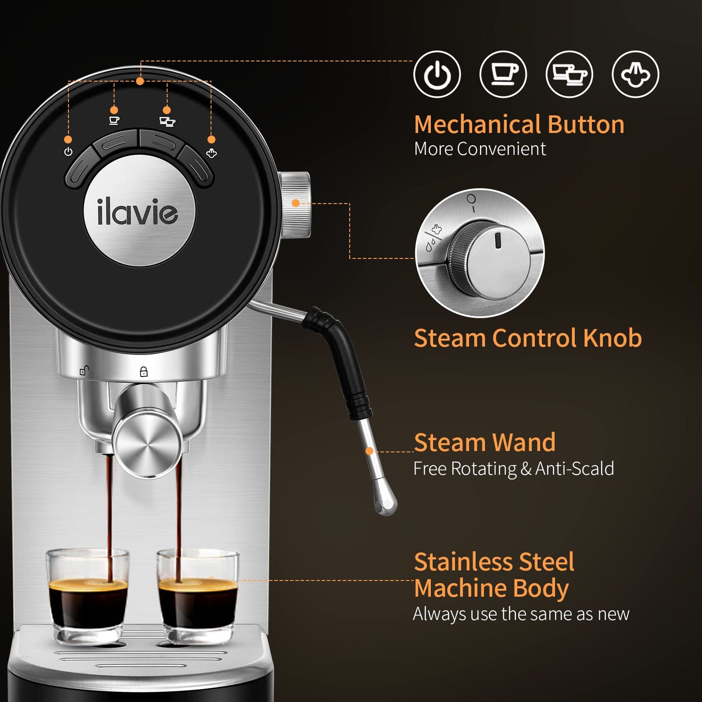 ILAVIE 20Bar Espresso Machine with Steamer