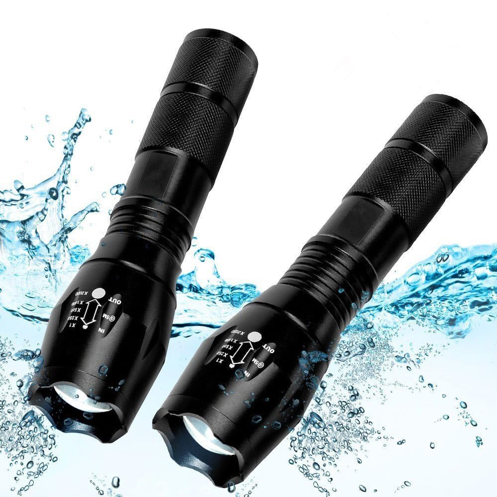 3000 Lumens Tactical Flashlight 2-Pack Waterproof