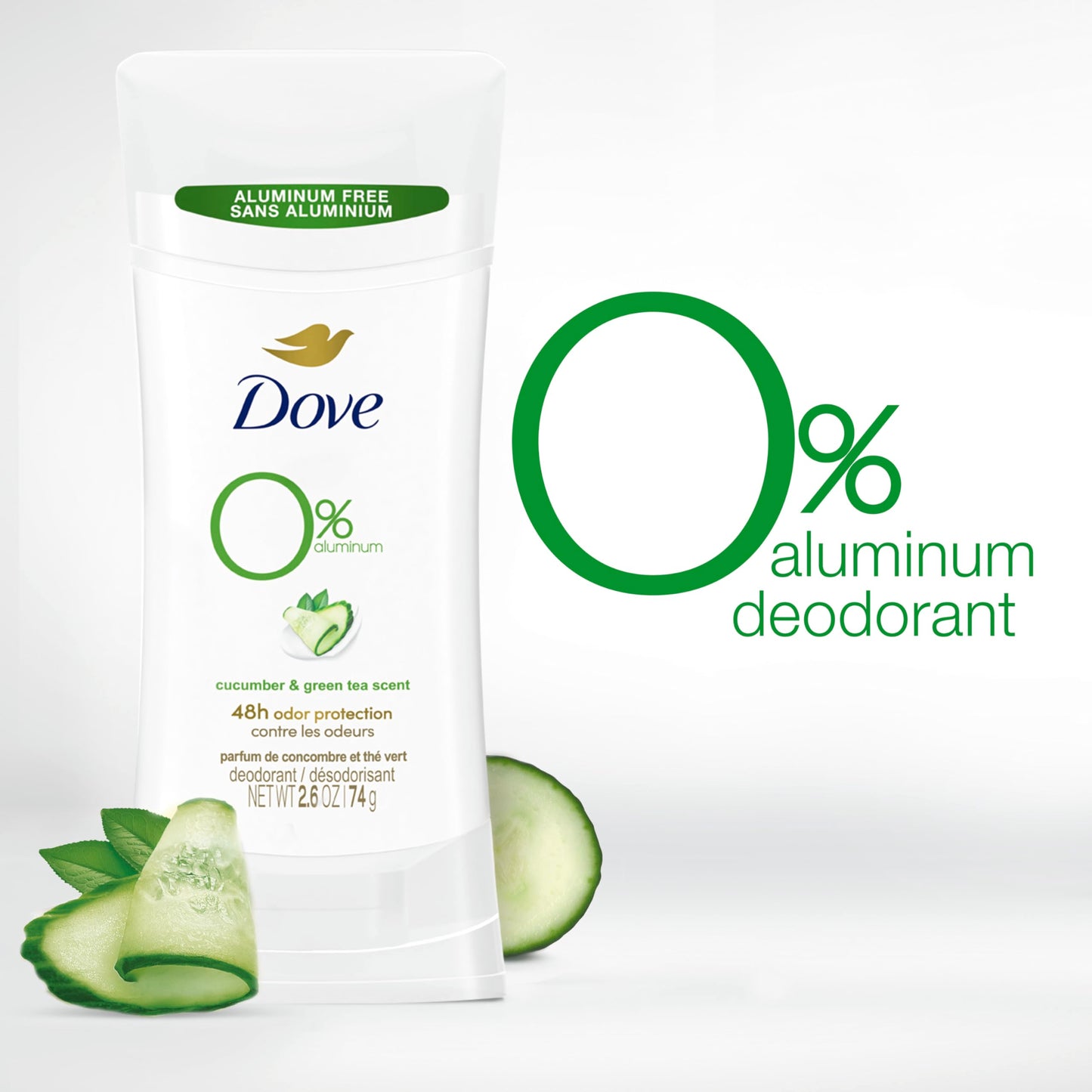 Dove Aluminum Free Deodorant Stick, Cucumber Tea