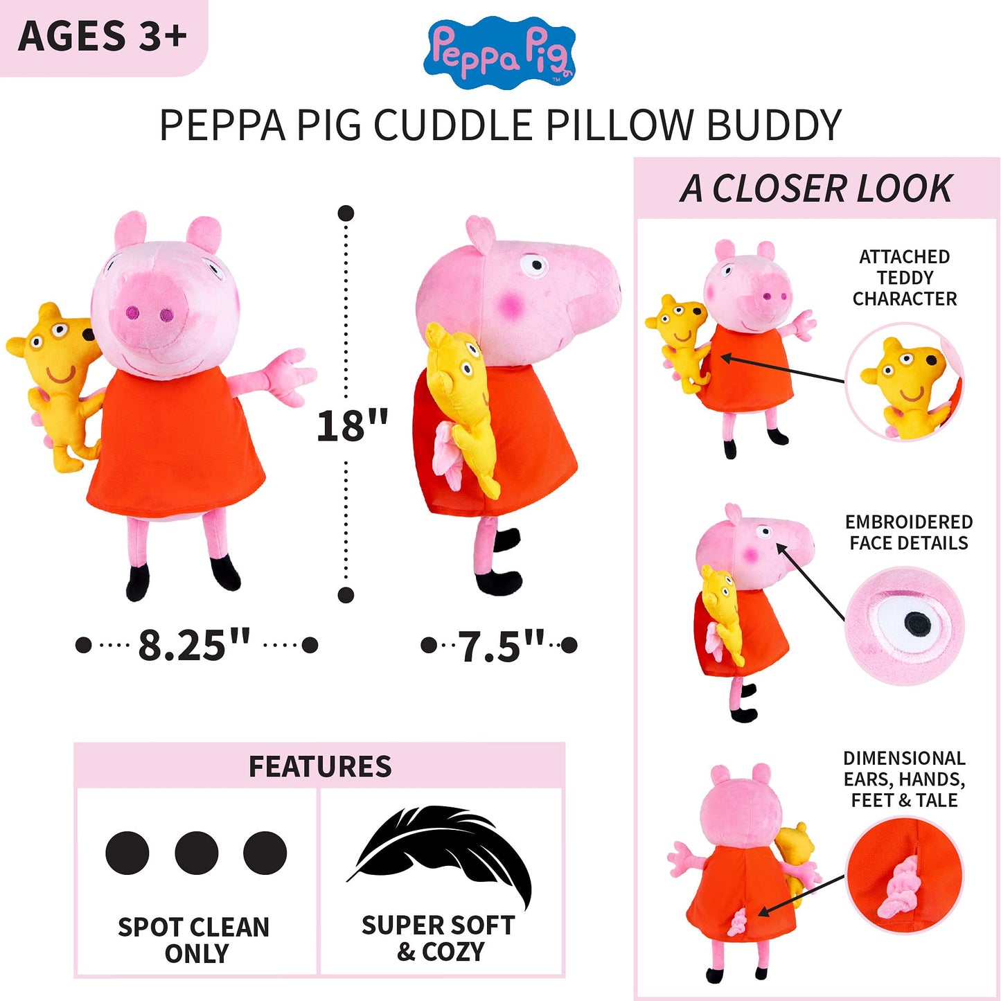 Franco Peppa Pig Plush Cuddle Pillow Buddy