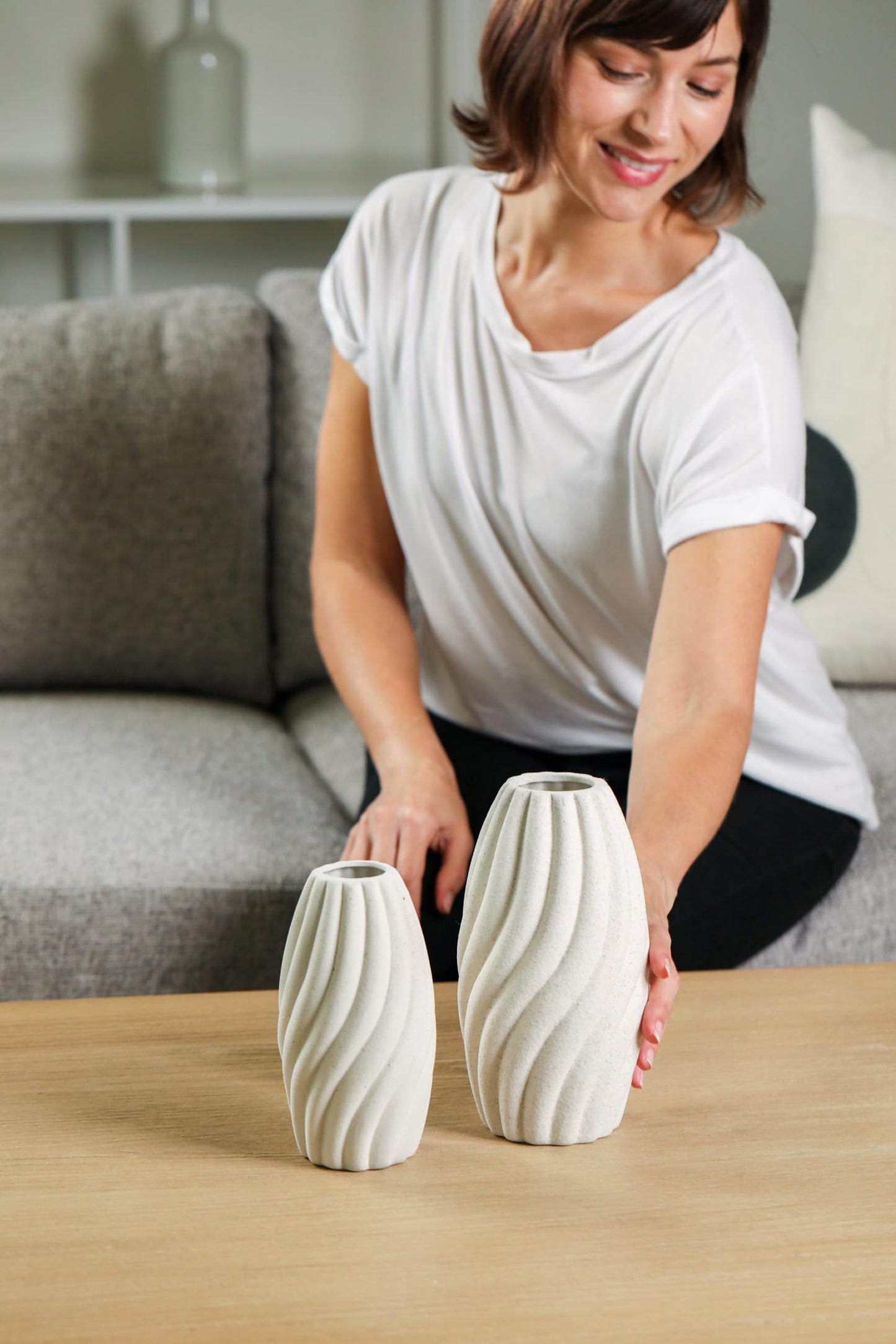 Rustic Ceramic Vase for Pampas Grass Decor