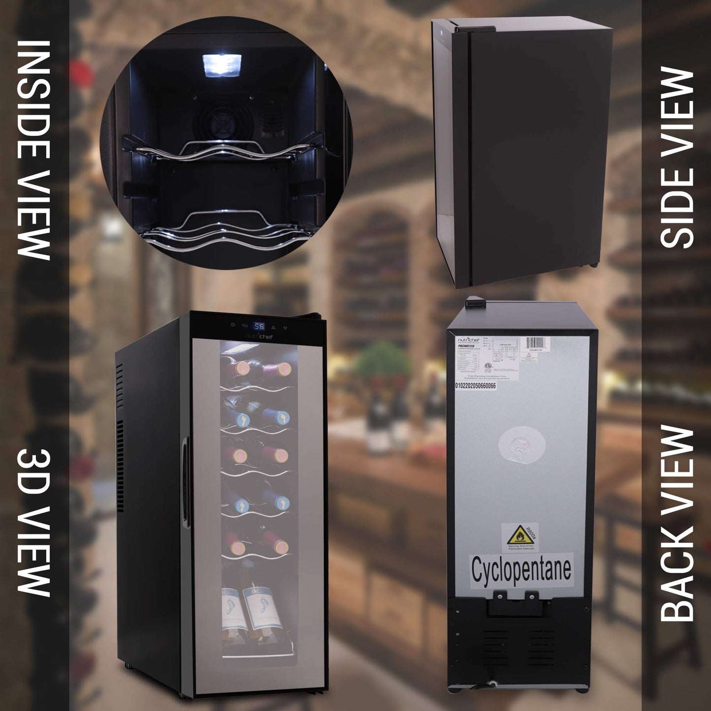 12-Bottle NutriChef Mini Wine Fridge Chiller