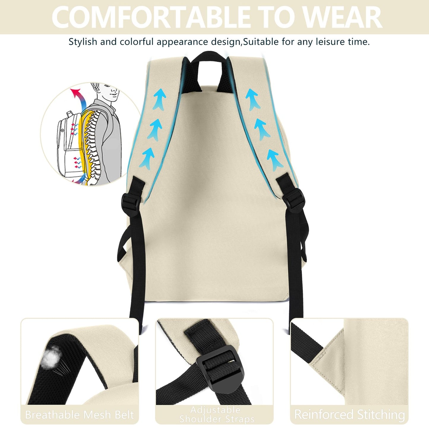 IPEB Waterproof Casual Backpack for School Travel