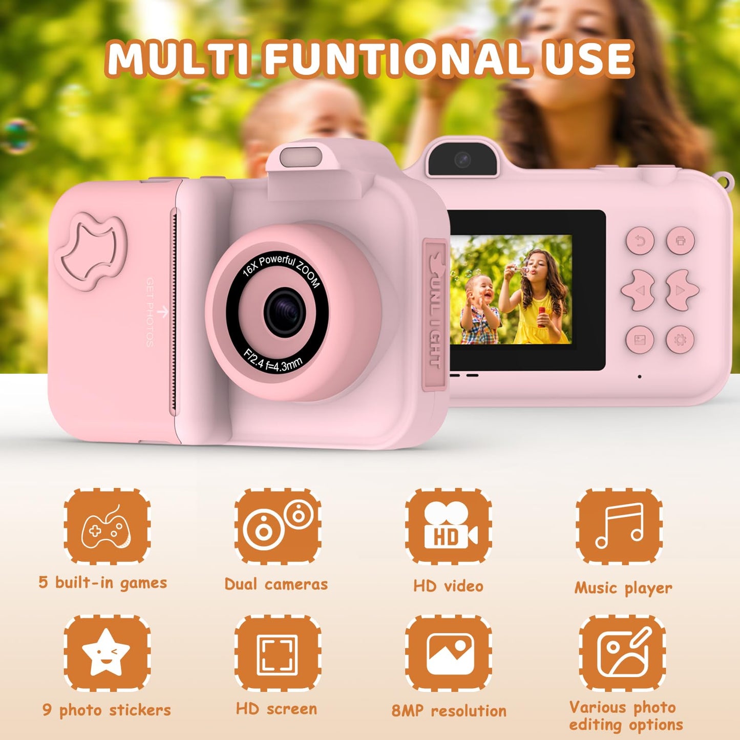 Kids Instant Print Camera with 5 Paper Rolls