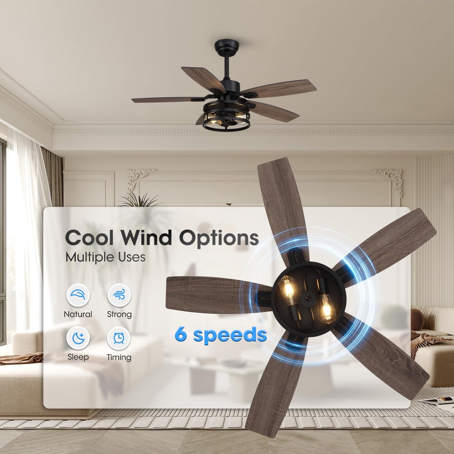 Tinkoso Ceiling Fan with Lights & Remote Control