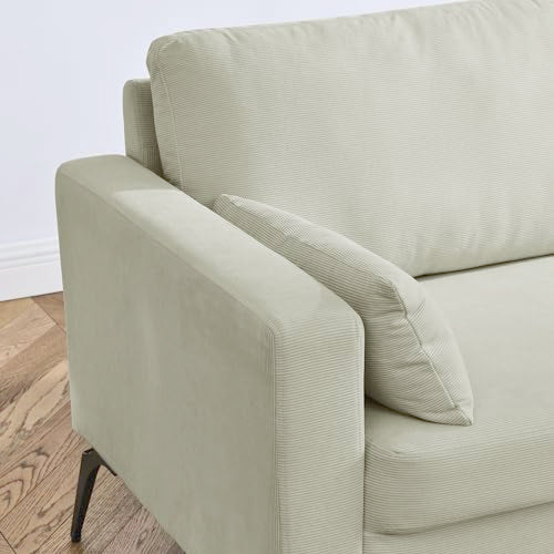 ERYE 3 Pieces Living Room Sofa Sets Include Armchair,Loveseat and 3Seaters Couch,Corduroy Upholstered Tufted Sofa&Couch with 4 Pillows and Metal Legs for Home Office Apartment