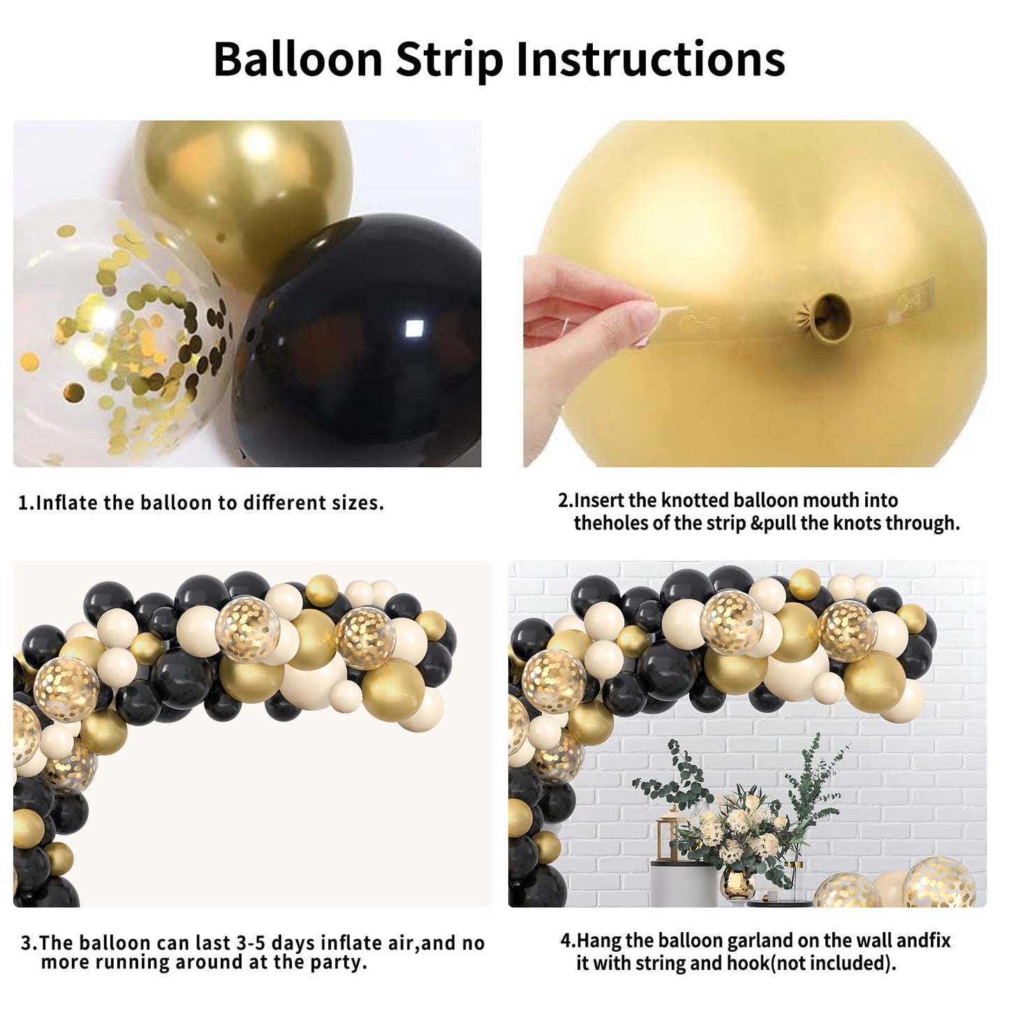 Gold Black Balloons Arch Kit for Parties