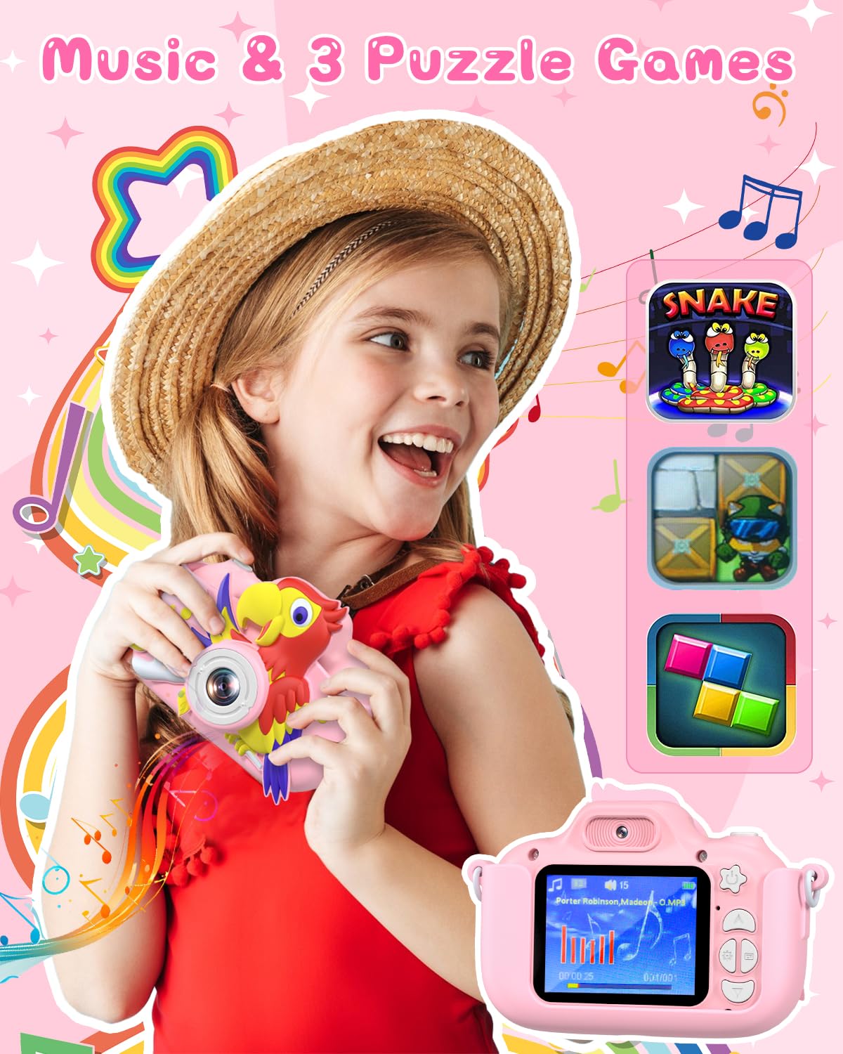 GREENKINDER Kids 1080P Digital Camera for Ages 3-12