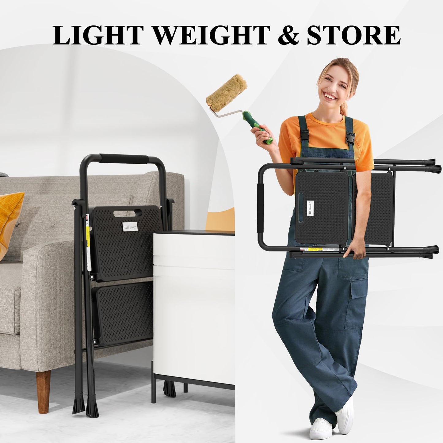HBTower Folding Step Ladder with Anti-Slip Pedal