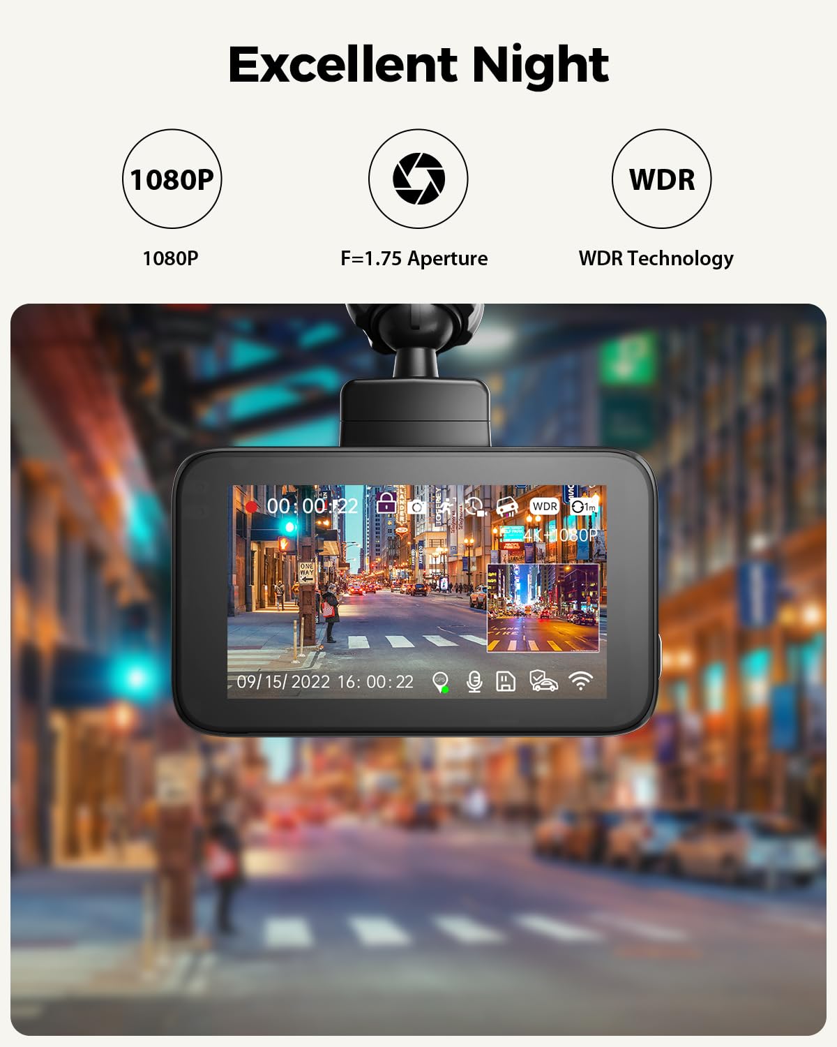 4K Dash Cam with GPS & WiFi