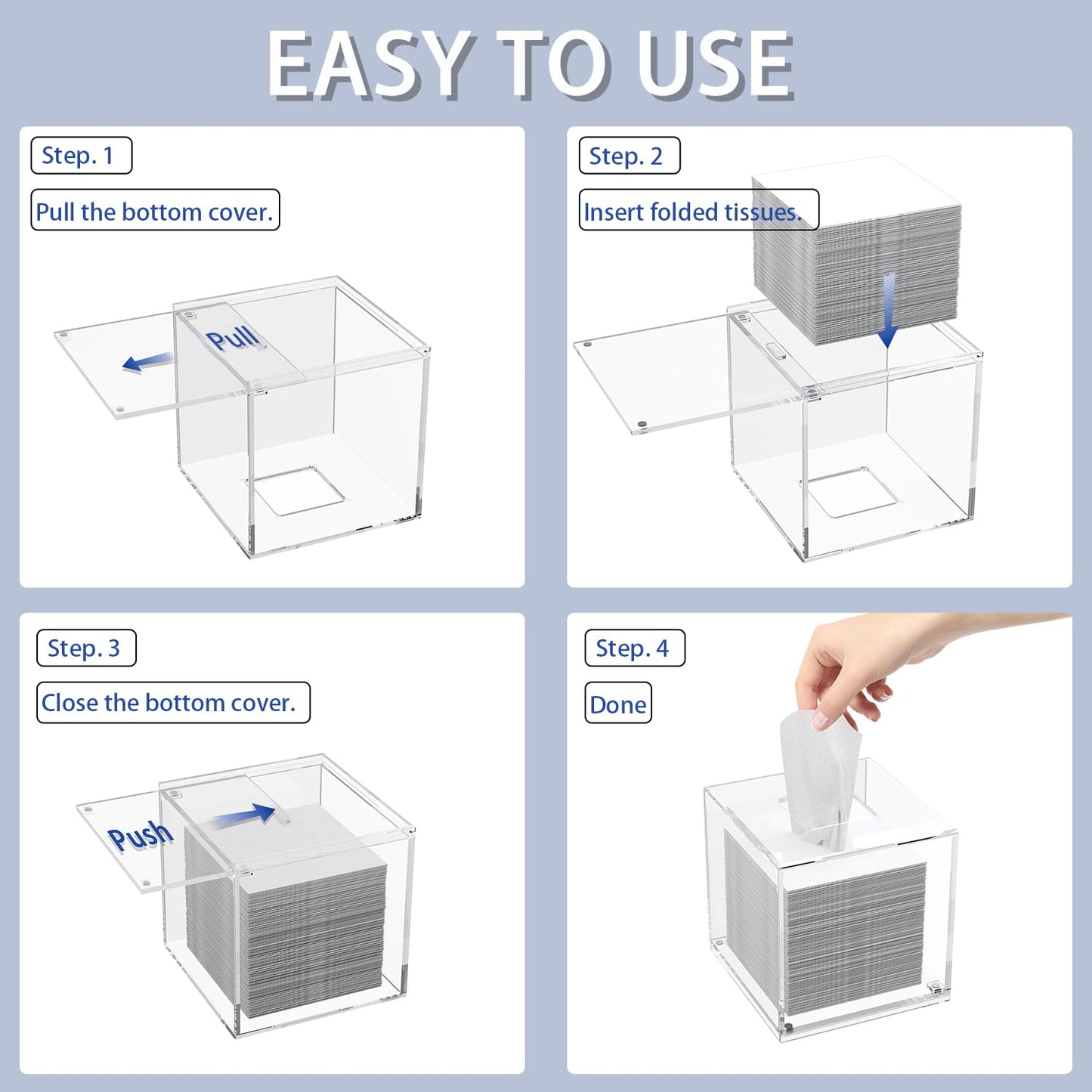 Clear Acrylic Tissue Box Holder for Home