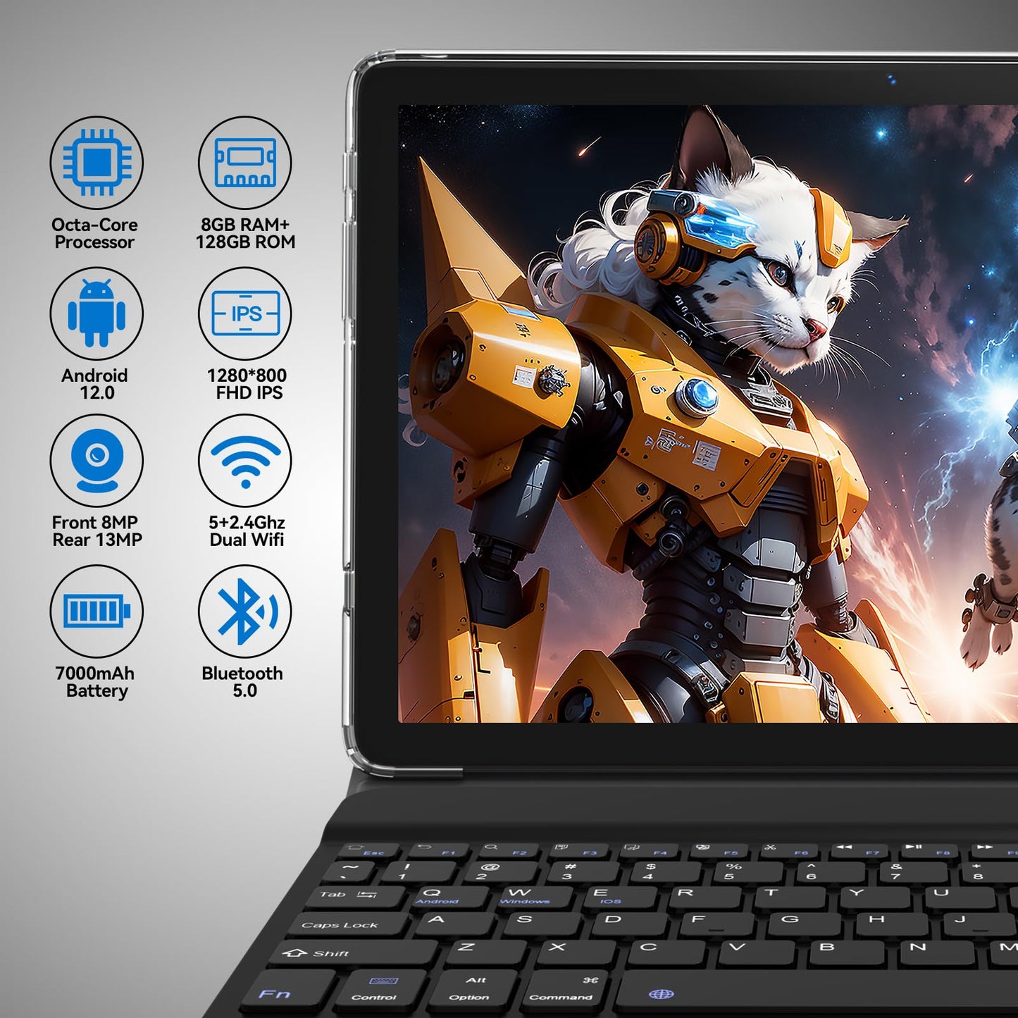 10.1" 2-in-1 Android Tablet with Keyboard