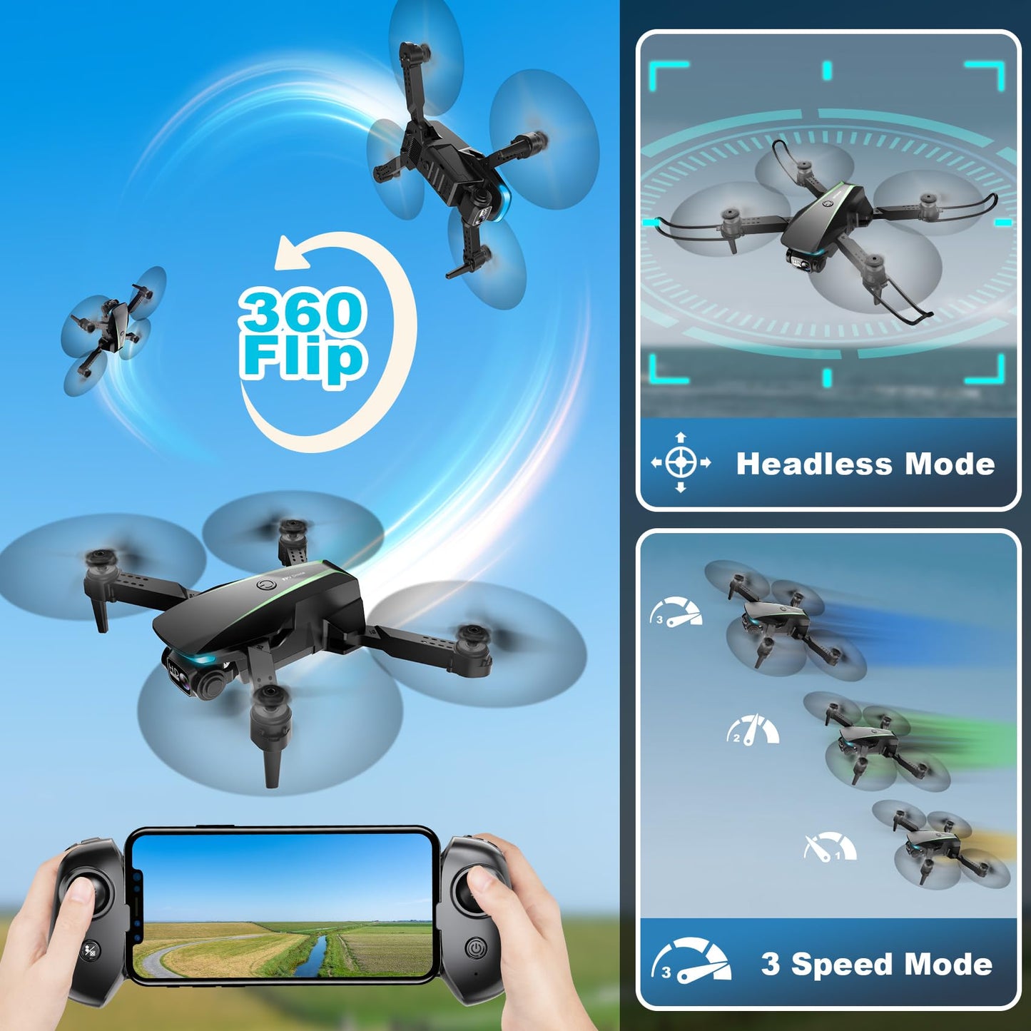 1080P HD Foldable Drone with Auto-Follow