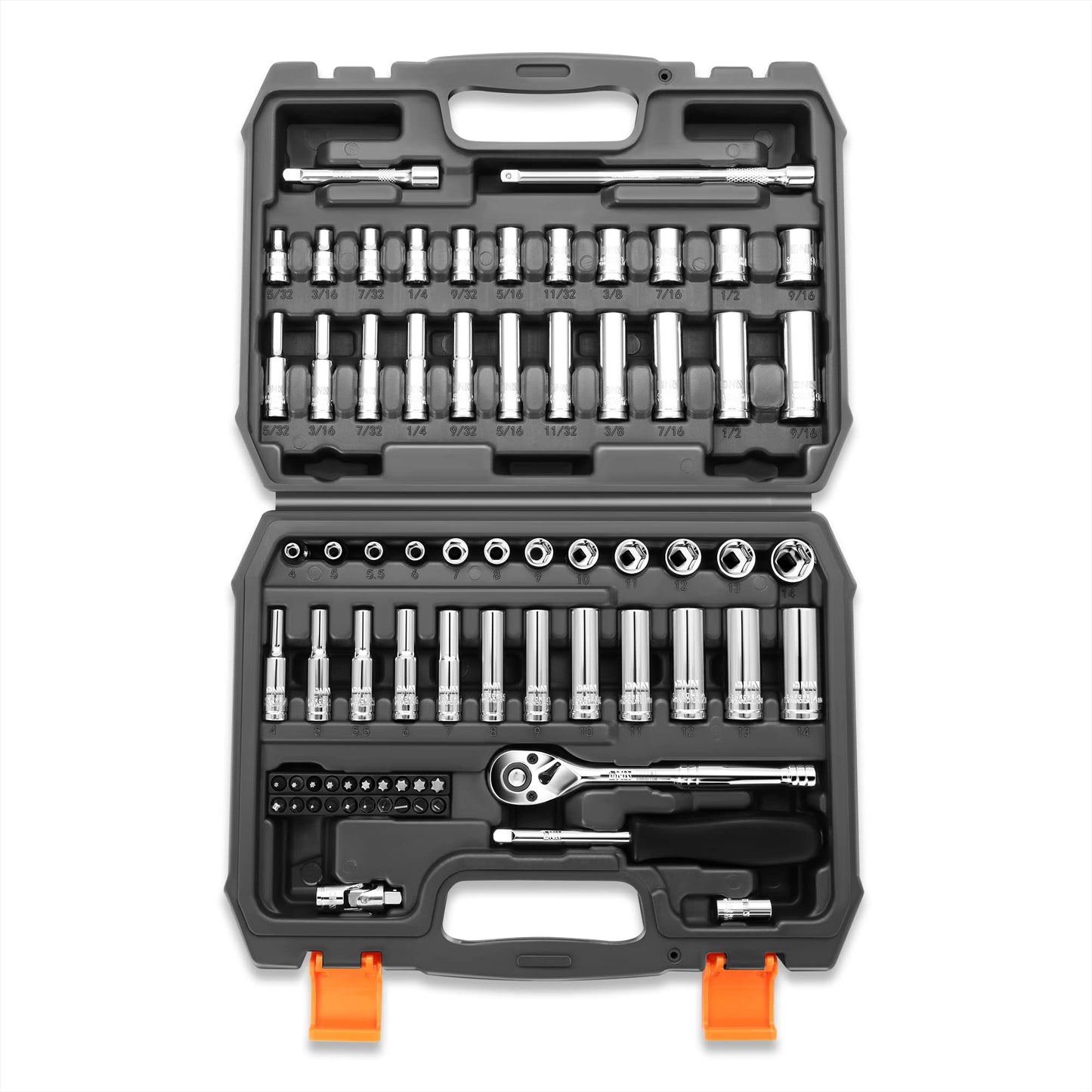 DNA MOTORING 72-Piece Socket Set with Ratchets