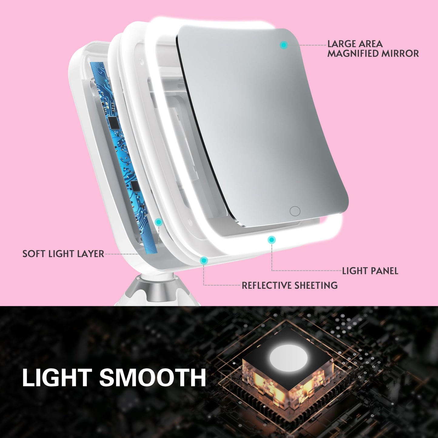 10x Magnifying Lighted Makeup Mirror with Suction Base