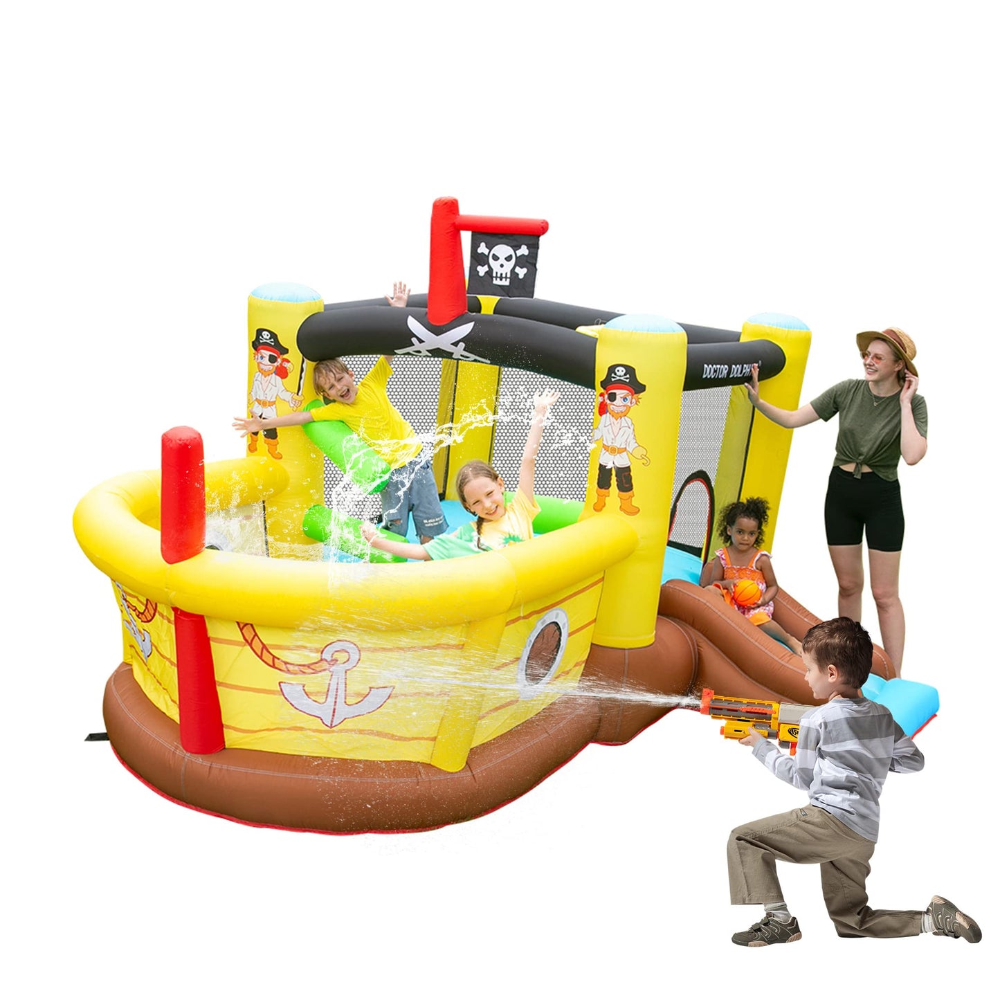Inflatable Bounce House with Slide and Obstacles