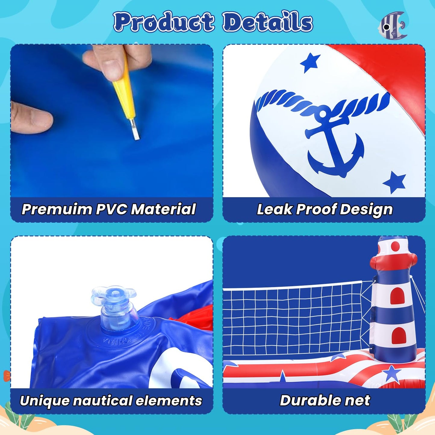 Inflatable Pool Float Set with Volleyball & Basketball