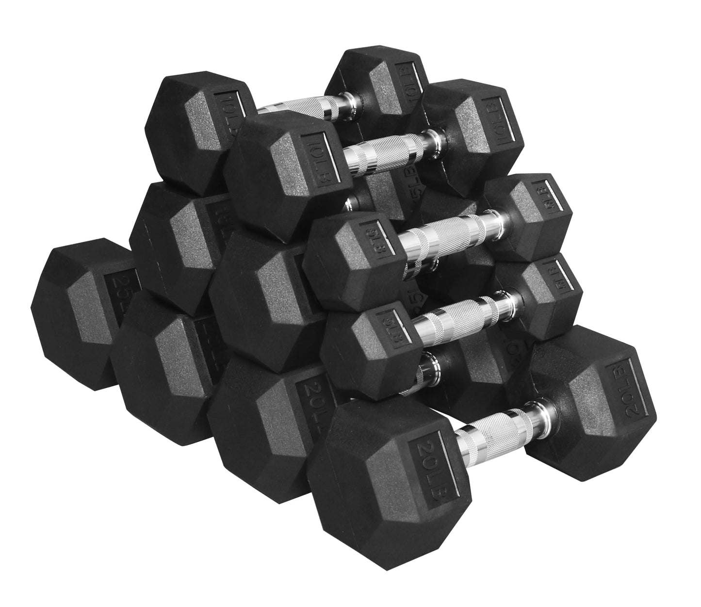Rubber Encased Hex Dumbbell Set by Fitvids