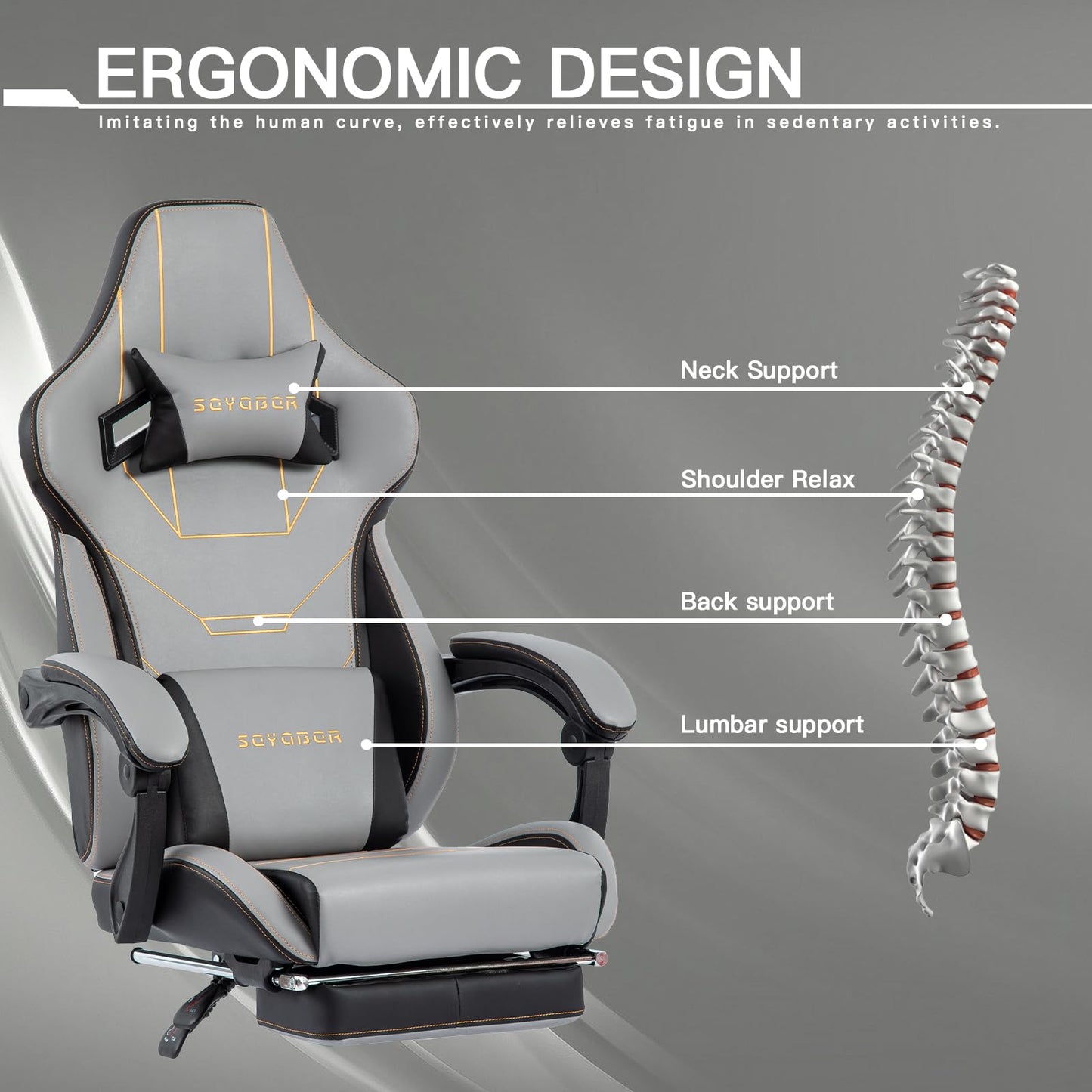 Video Gaming Chair with Footrest, Ergonomic Game Chair with Lumbar Support, Height Adjustable Swivel Racing Gaming Massage Chair, Reclining Computer Office Desk Chair for Adults