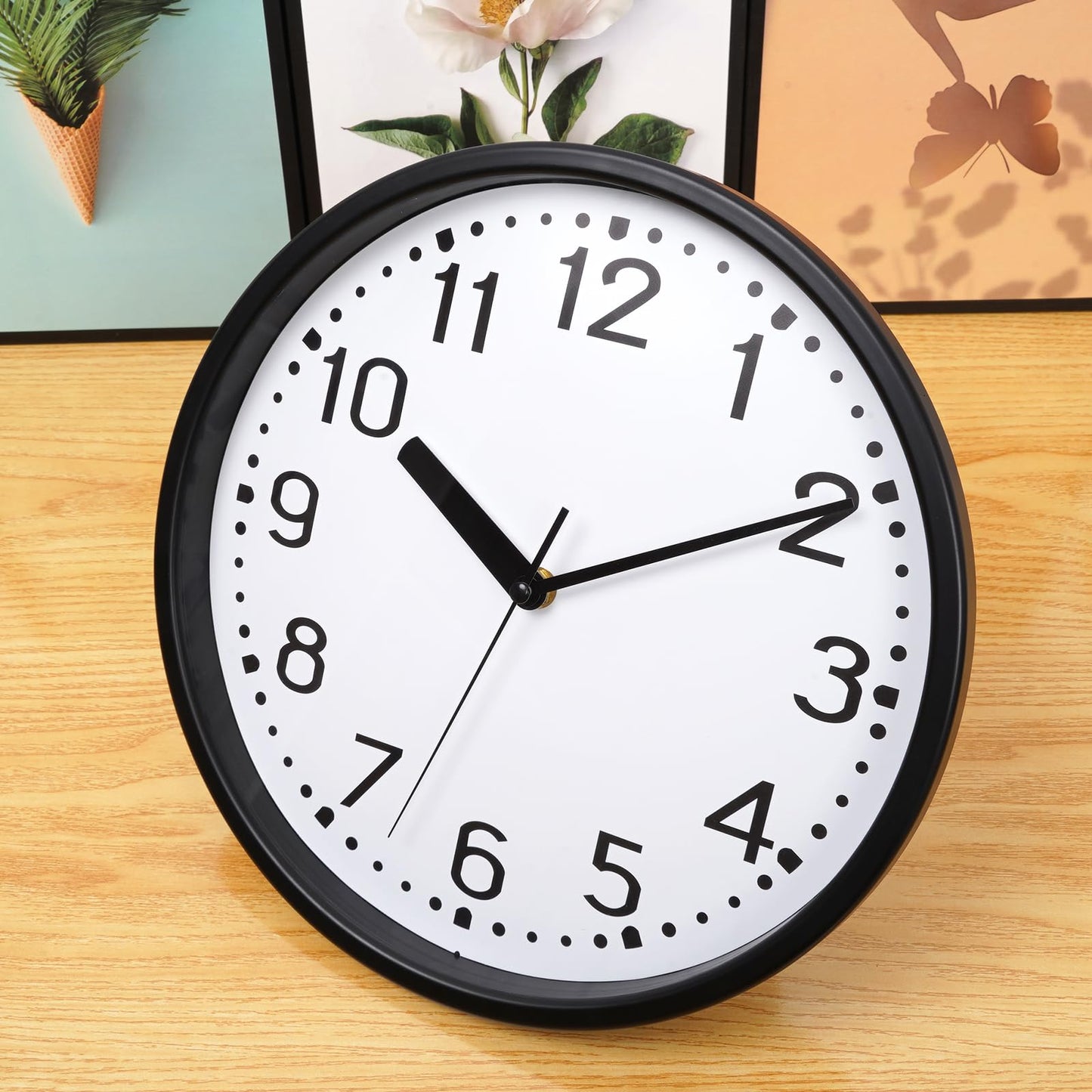 Hiopeak 11 Inch Wall Clock Black Silent, Non-Ticking Decorative Rustic Analog Quartz Wall Clock Battery Operated for Bedroom Living Room Kitchen Farmhouse Office School (Black)