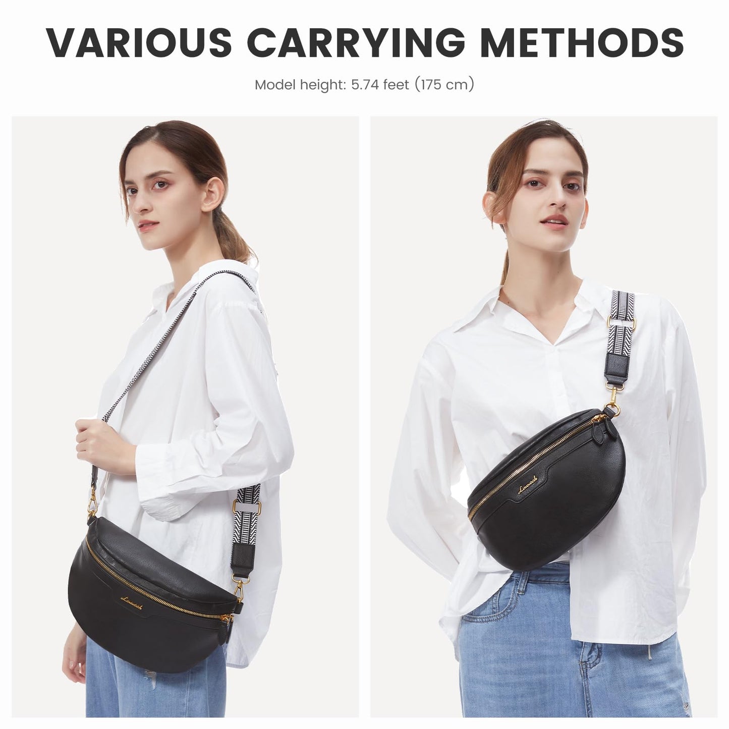 LOVEVOOK Vegan Leather Fanny Pack with Boho Strap