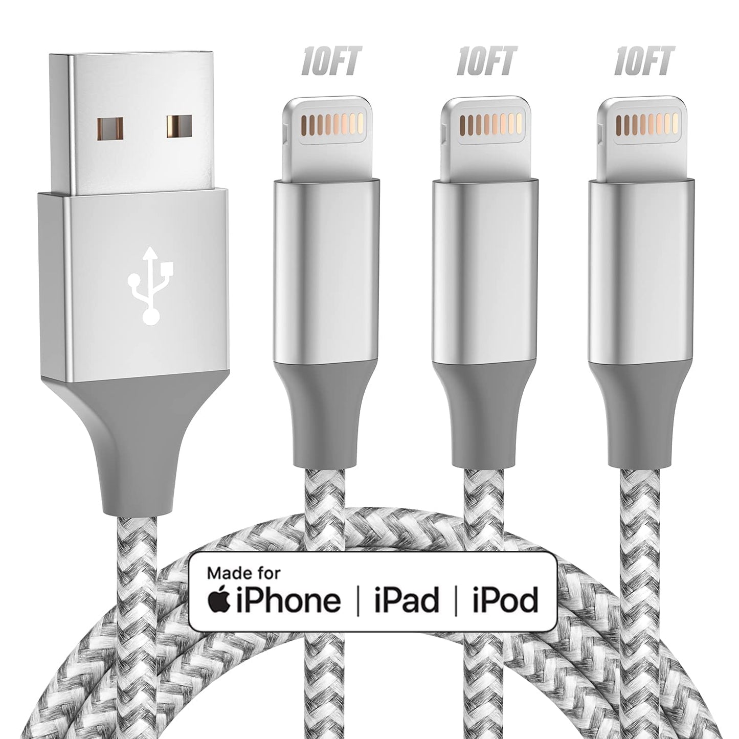 10FT Lightning Cable 3-Pack for iPhone
