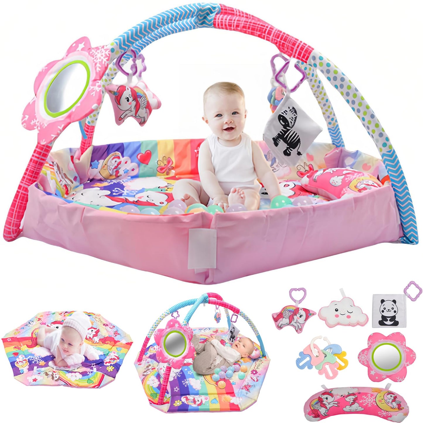 BATTOP Baby Play Mat with Rattle Toys & Ball Pit
