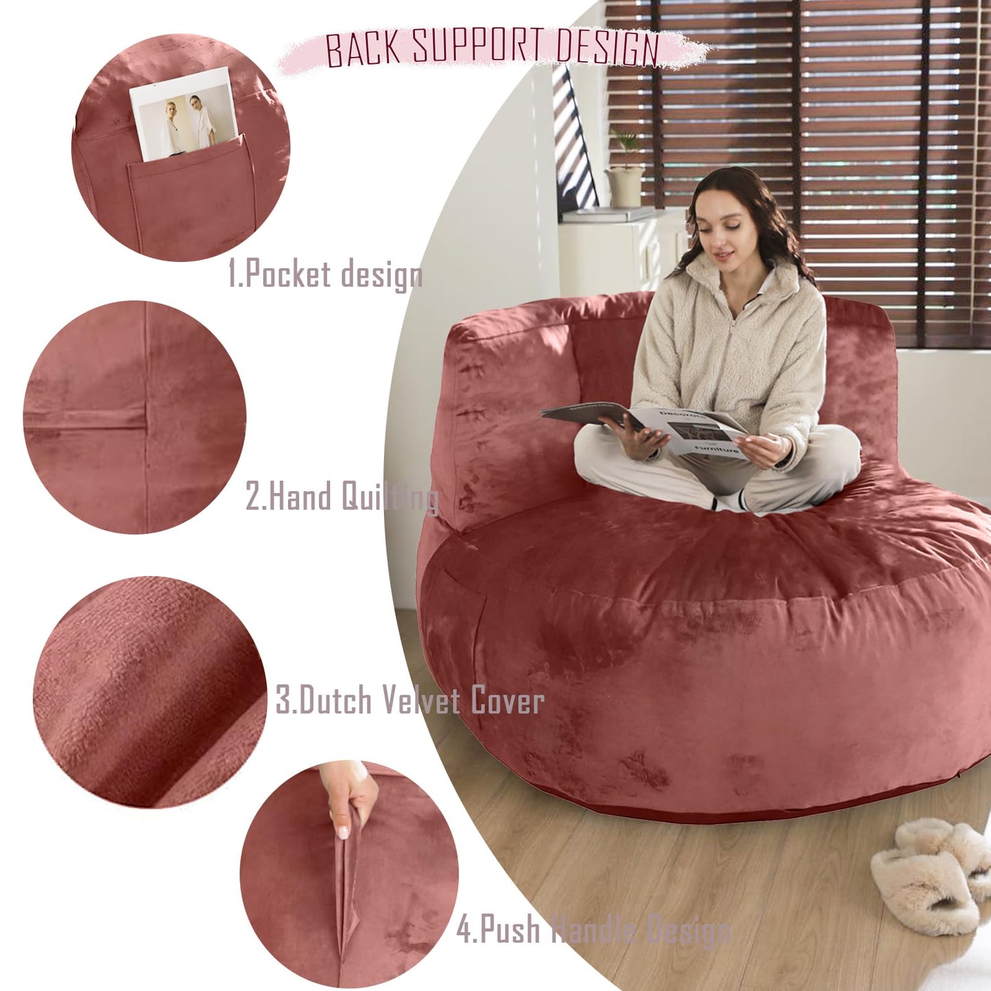 WhatsBedding Giant Memory Foam Bean Bag Chair
