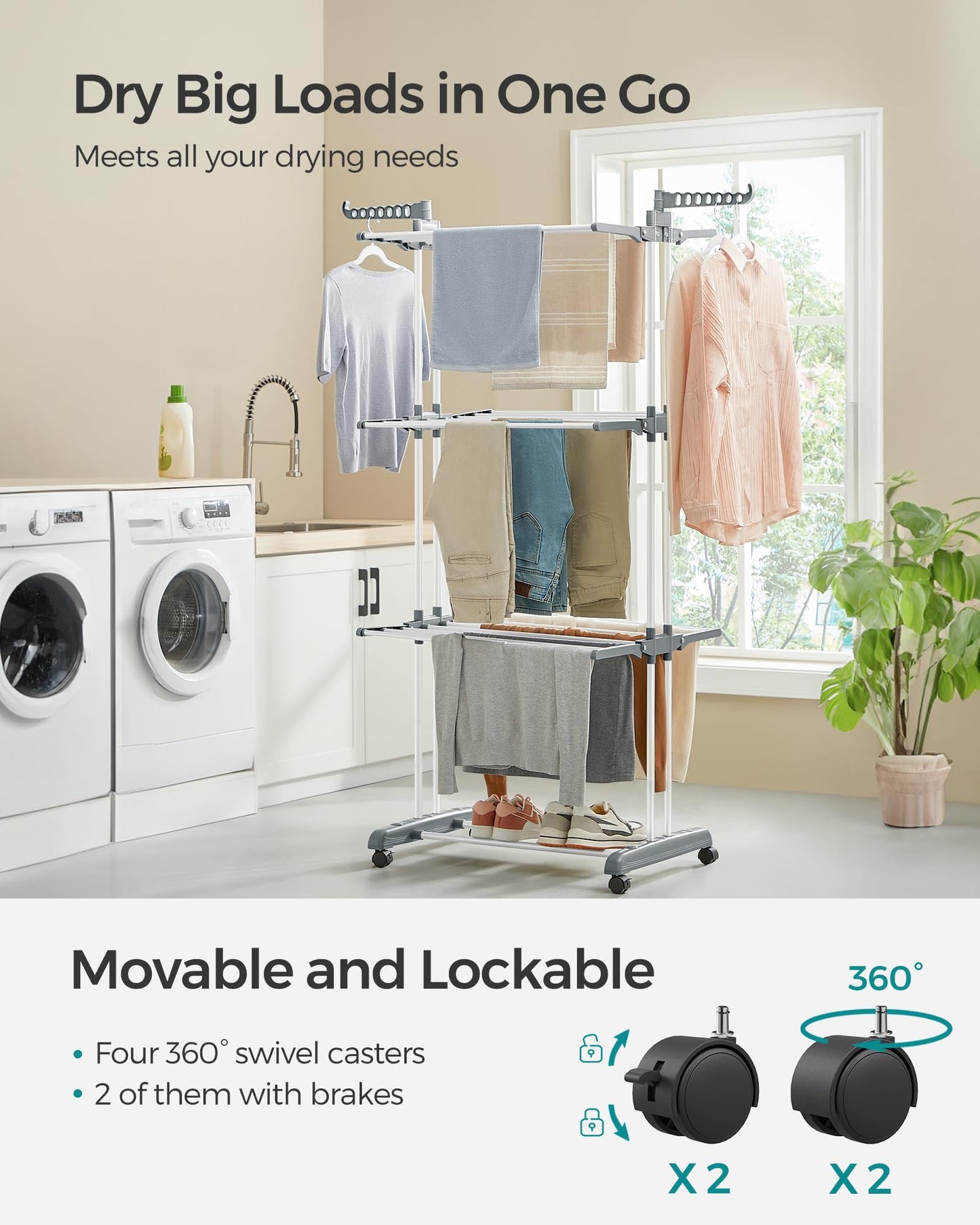 SONGMICS 4-Tier Foldable Clothes Drying Rack