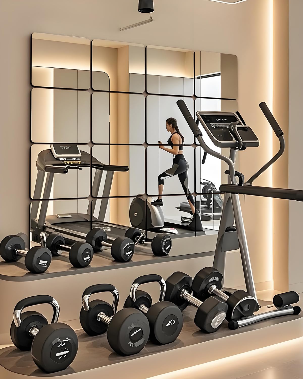 CQHVKQ 12" x 12" Glass Wall Mirror Tiles for Wall, Frameless Full Length Mirrors Wall Mounted for Home Gym Mirror Yoga Bedroom Dancing Studio Dressing Room (16PCS)