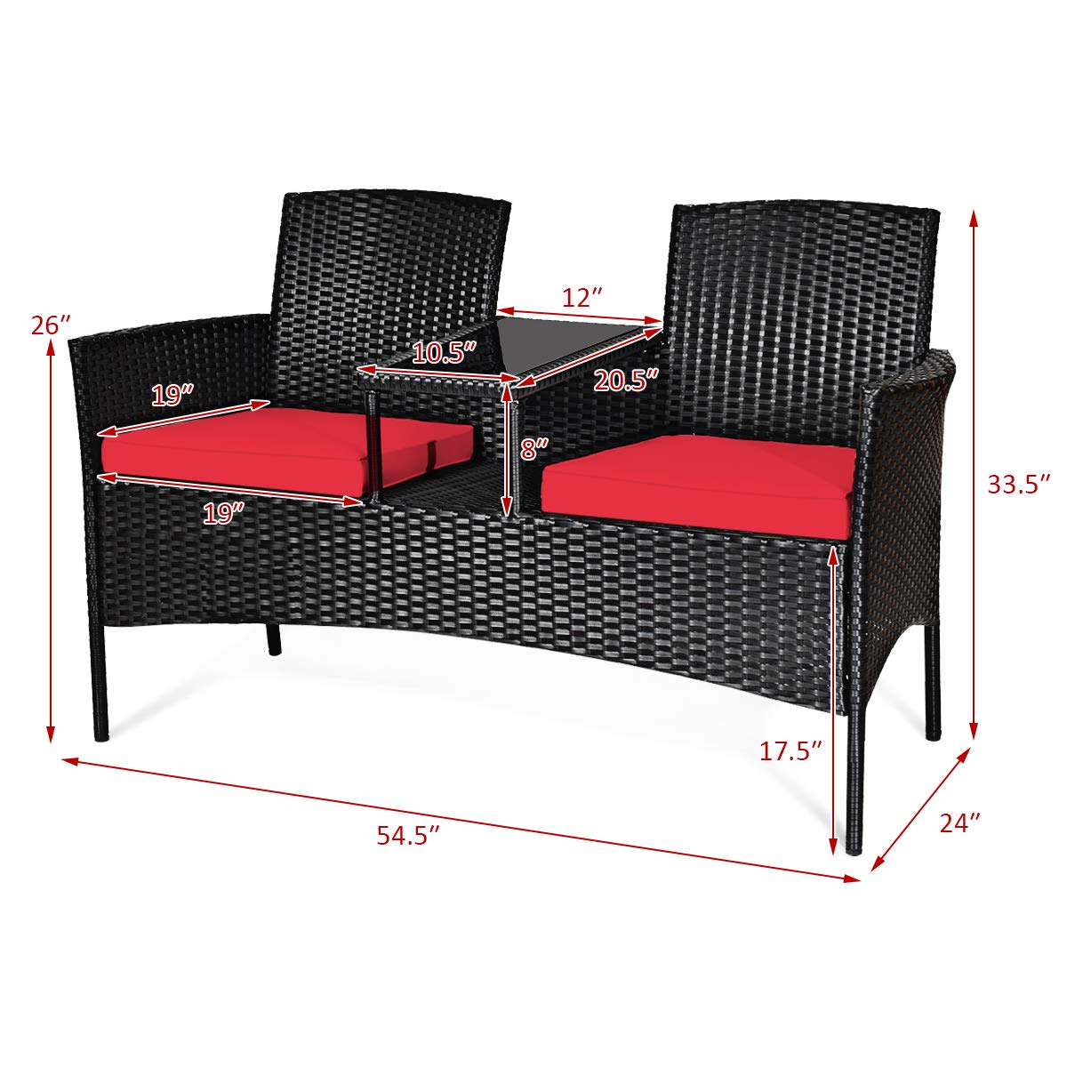 Tangkula Wicker Patio Conversation Set with Cushions