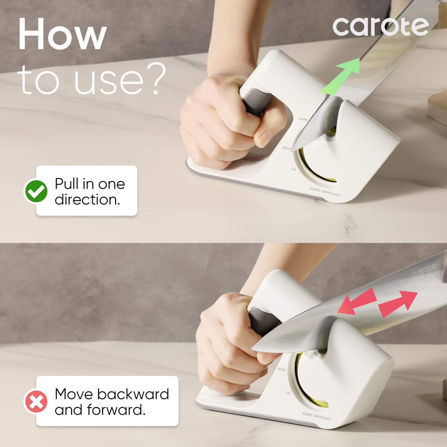 CAROTE 4-in-1 Knife Sharpener for All Blades