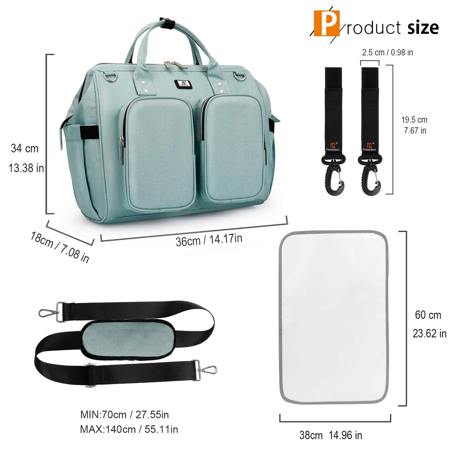 Diaper Bag Backpack with Changing Pad & Straps