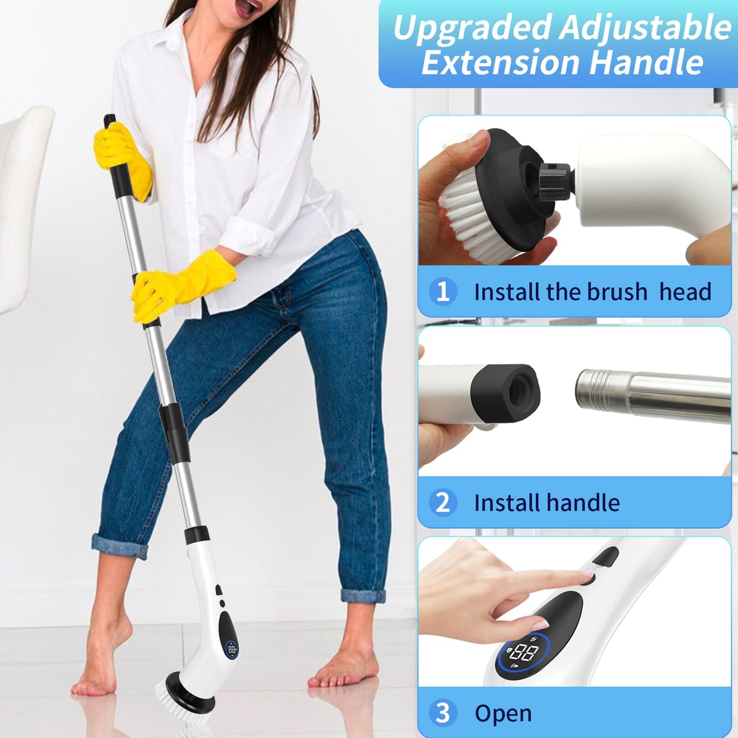 Cordless Electric Shower Scrubber with 9 Heads