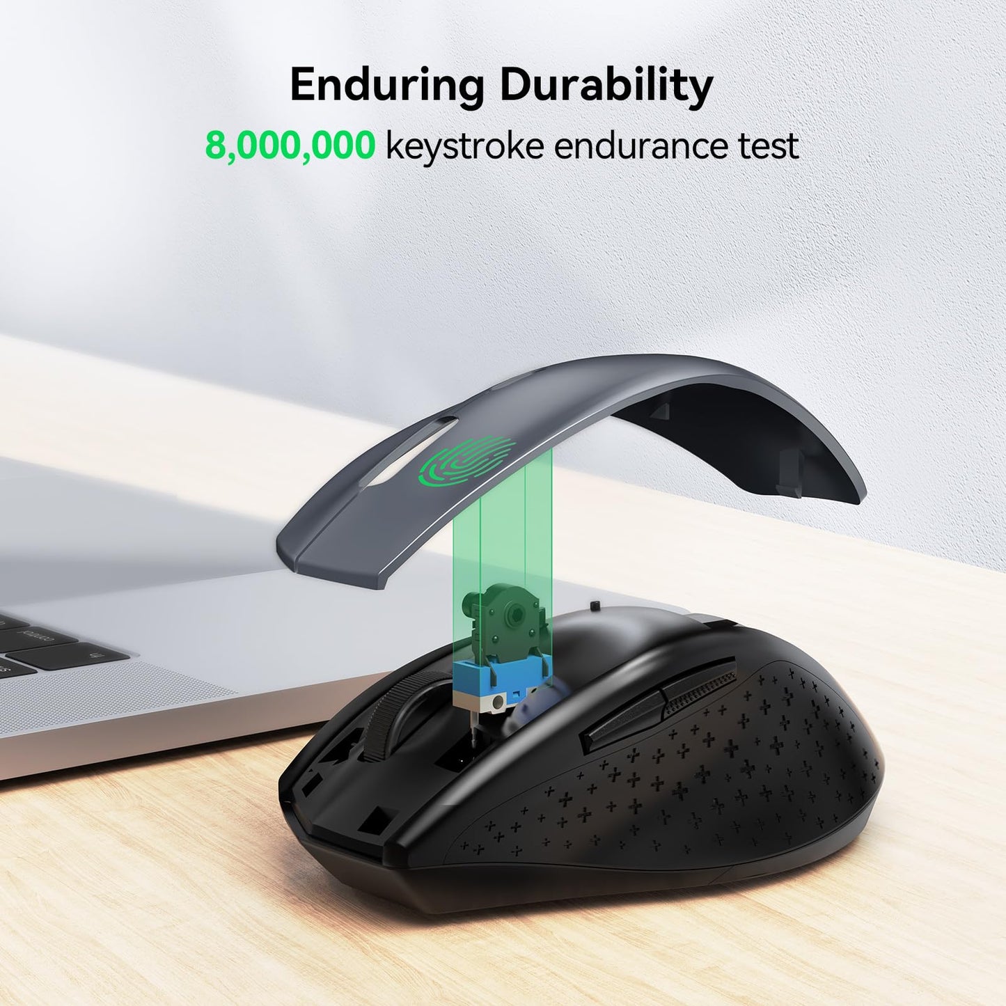 TECKNET Wireless Mouse, 2.4G USB Computer Mouse with 6-Level Adjustable 3200 DPI, 30 Months Battery, Ergonomic Grips, 6 Buttons Portable for PC, Chromebook, Mac - Grey